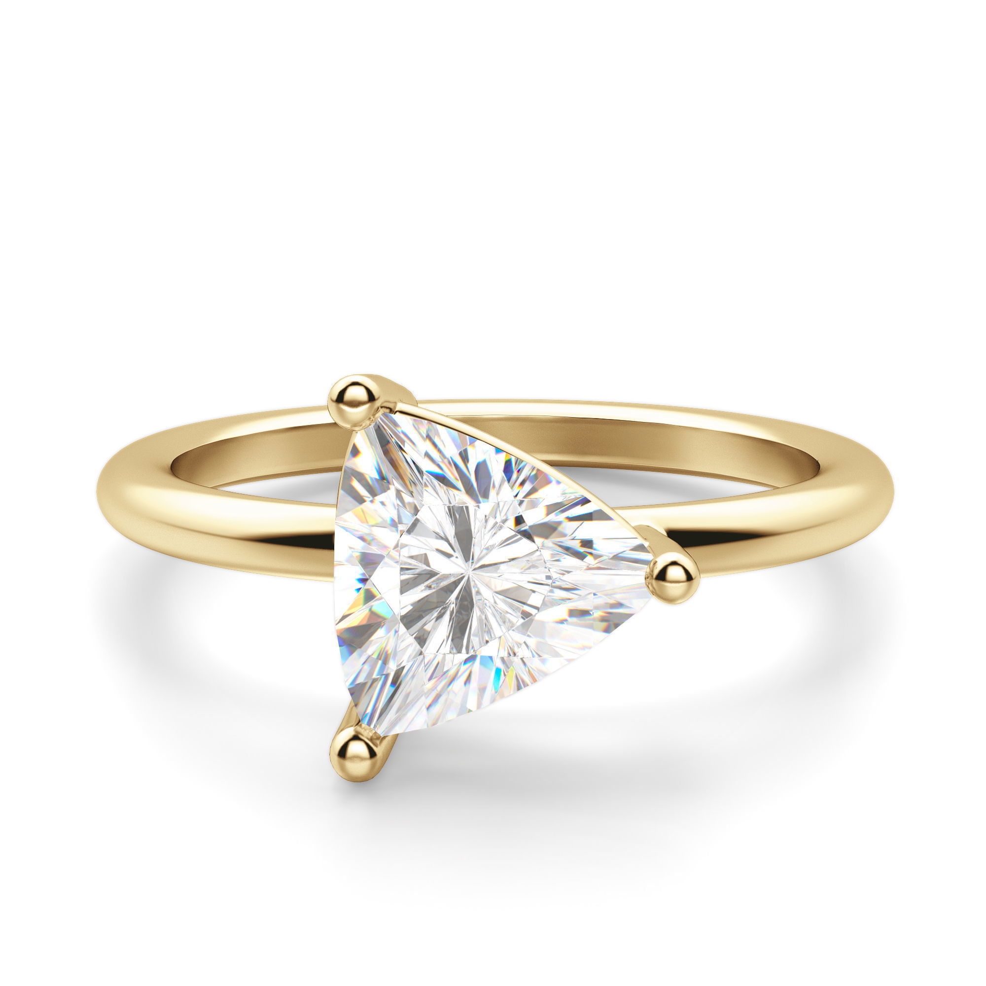 East West Classic Basket Trillion Cut Engagement Ring
