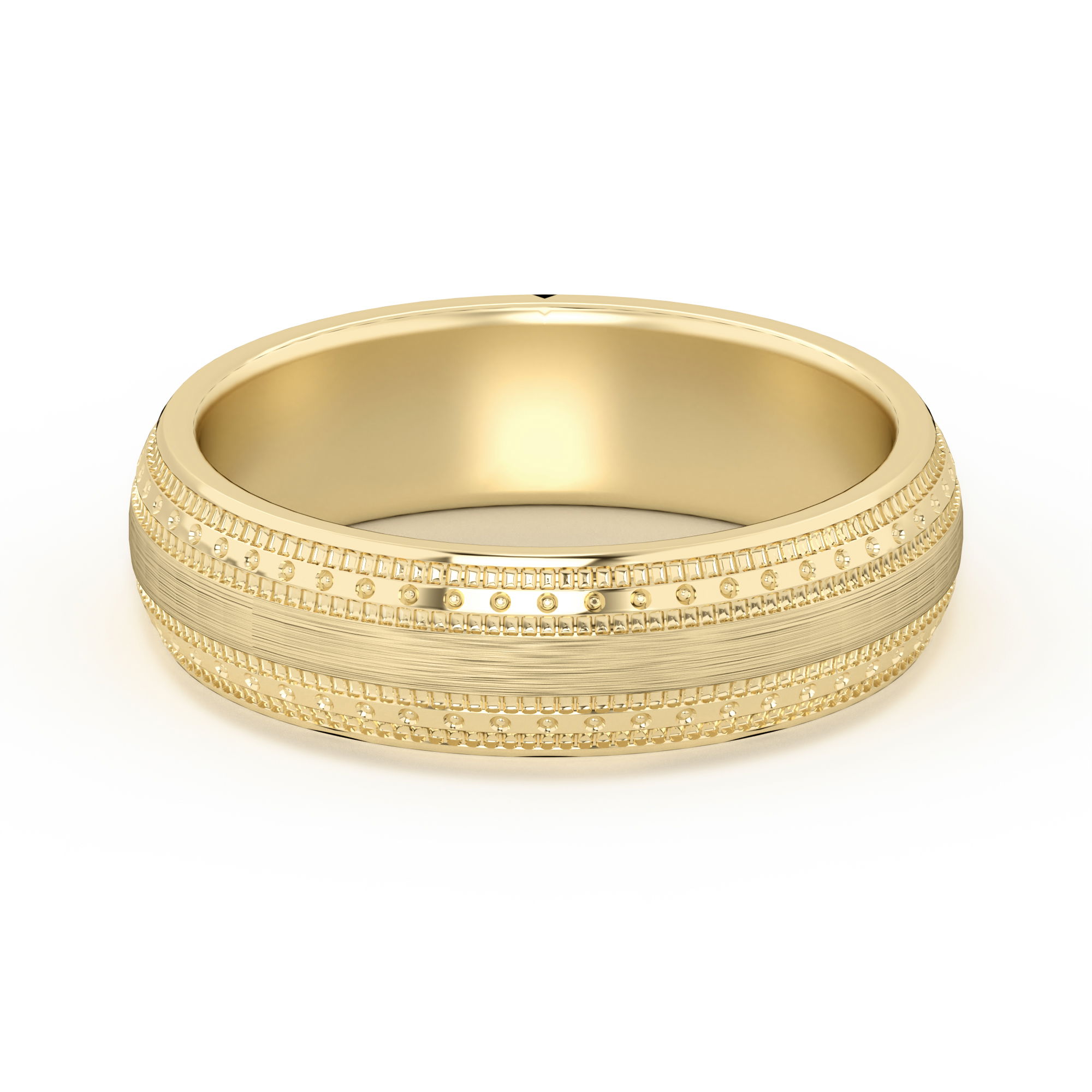 Double Beaded High Polish Wedding Band 5.00 MM