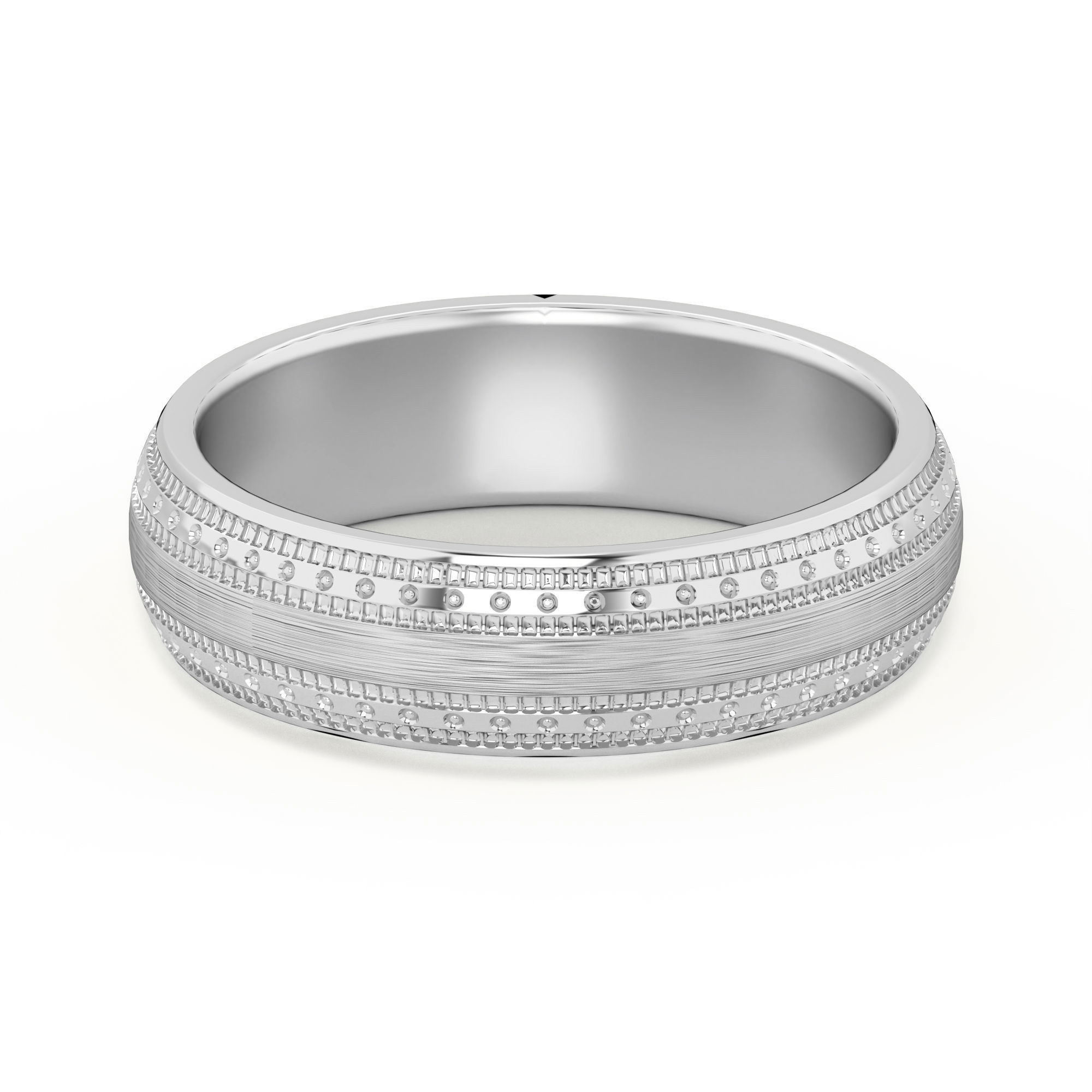 Double Beaded High Polish Wedding Band 5.00 MM