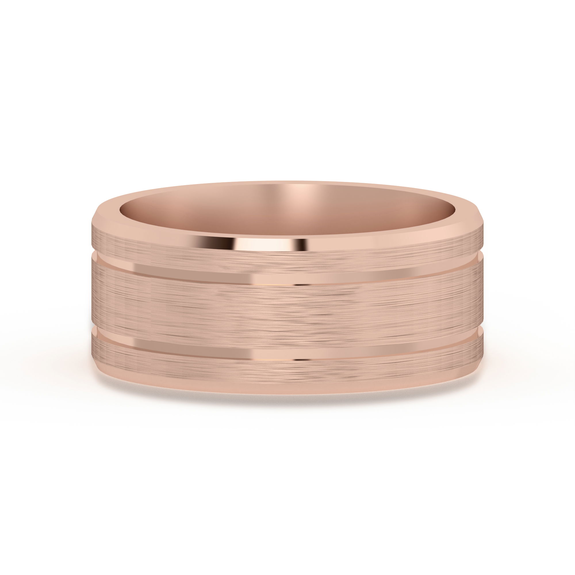 Classic Double Channel Satin Finish Wedding Band 8.00 MM