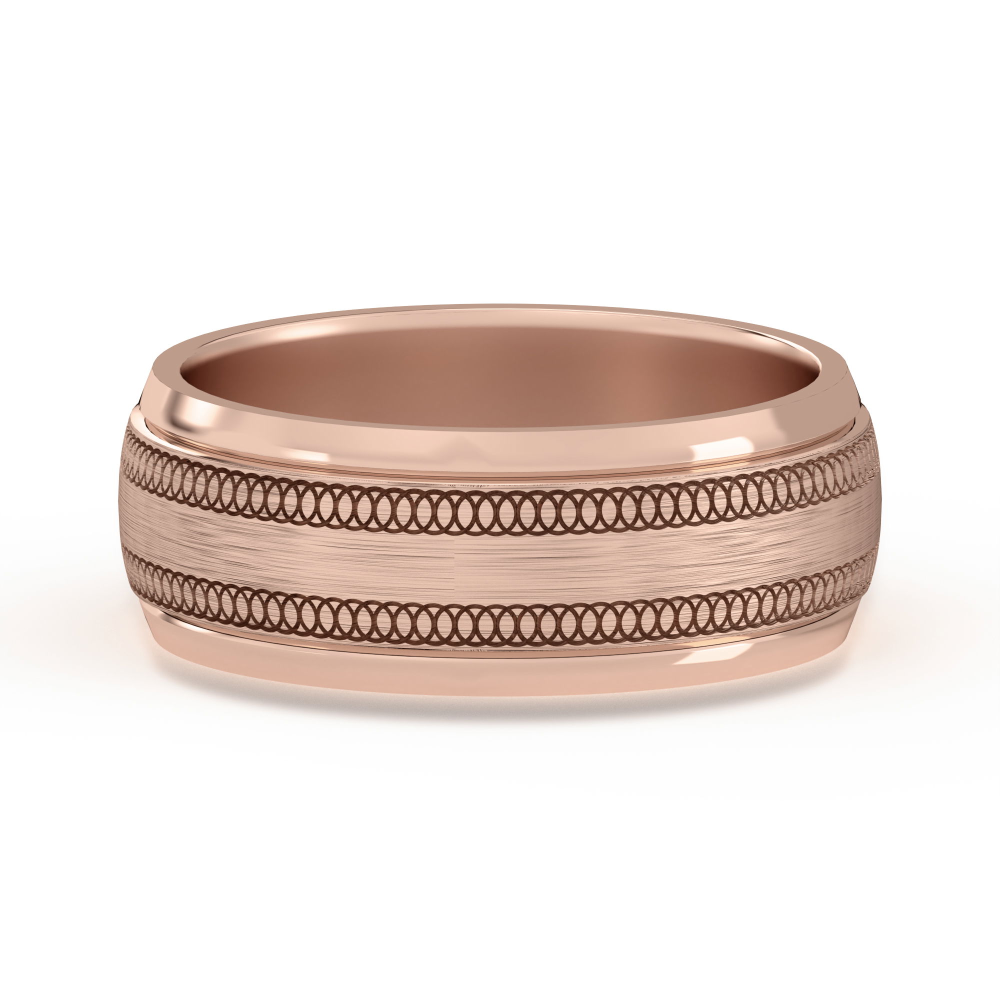 Entwined Circled Flat Channel Wedding Band 7.00 MM