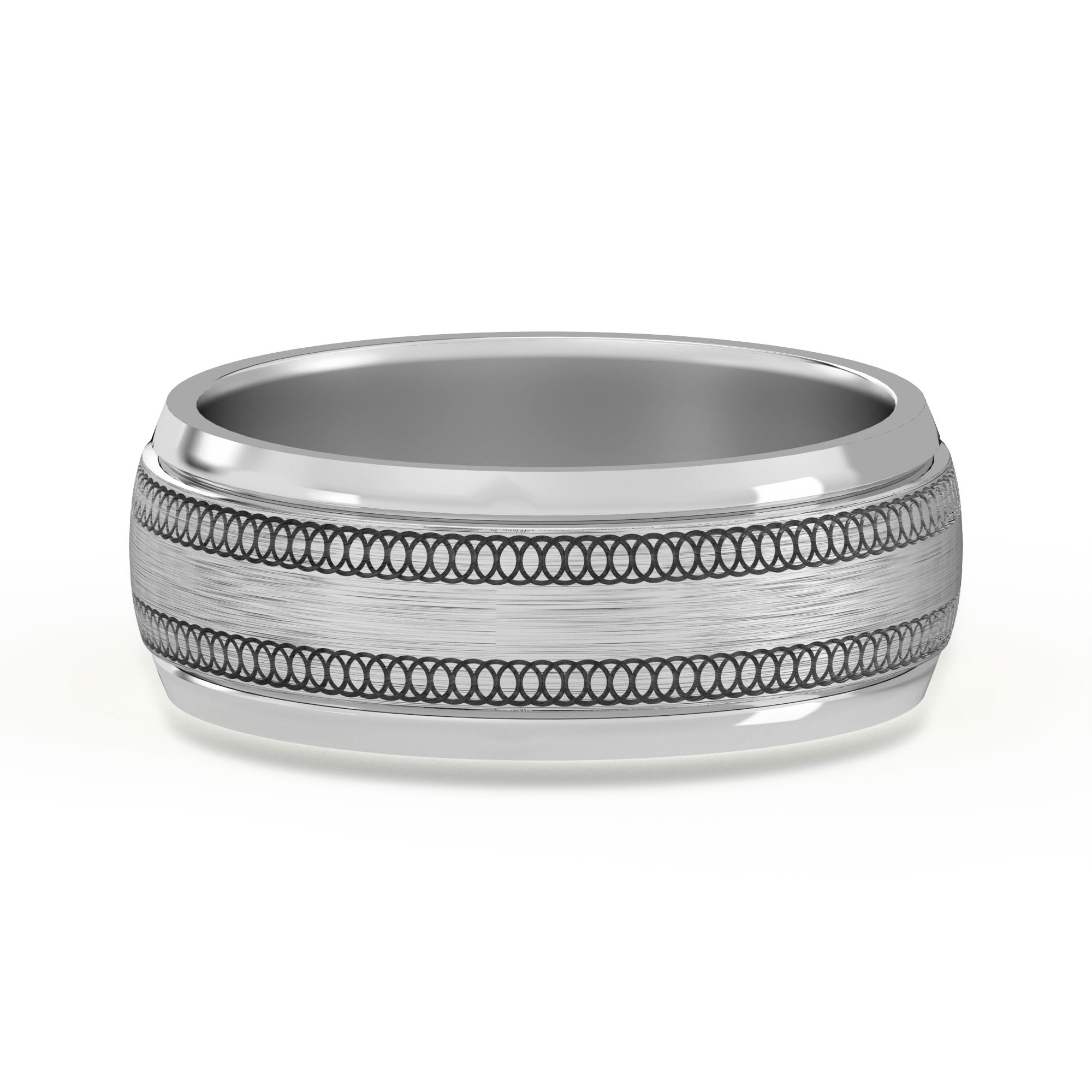 Entwined Circled Flat Channel Wedding Band 7.00 MM