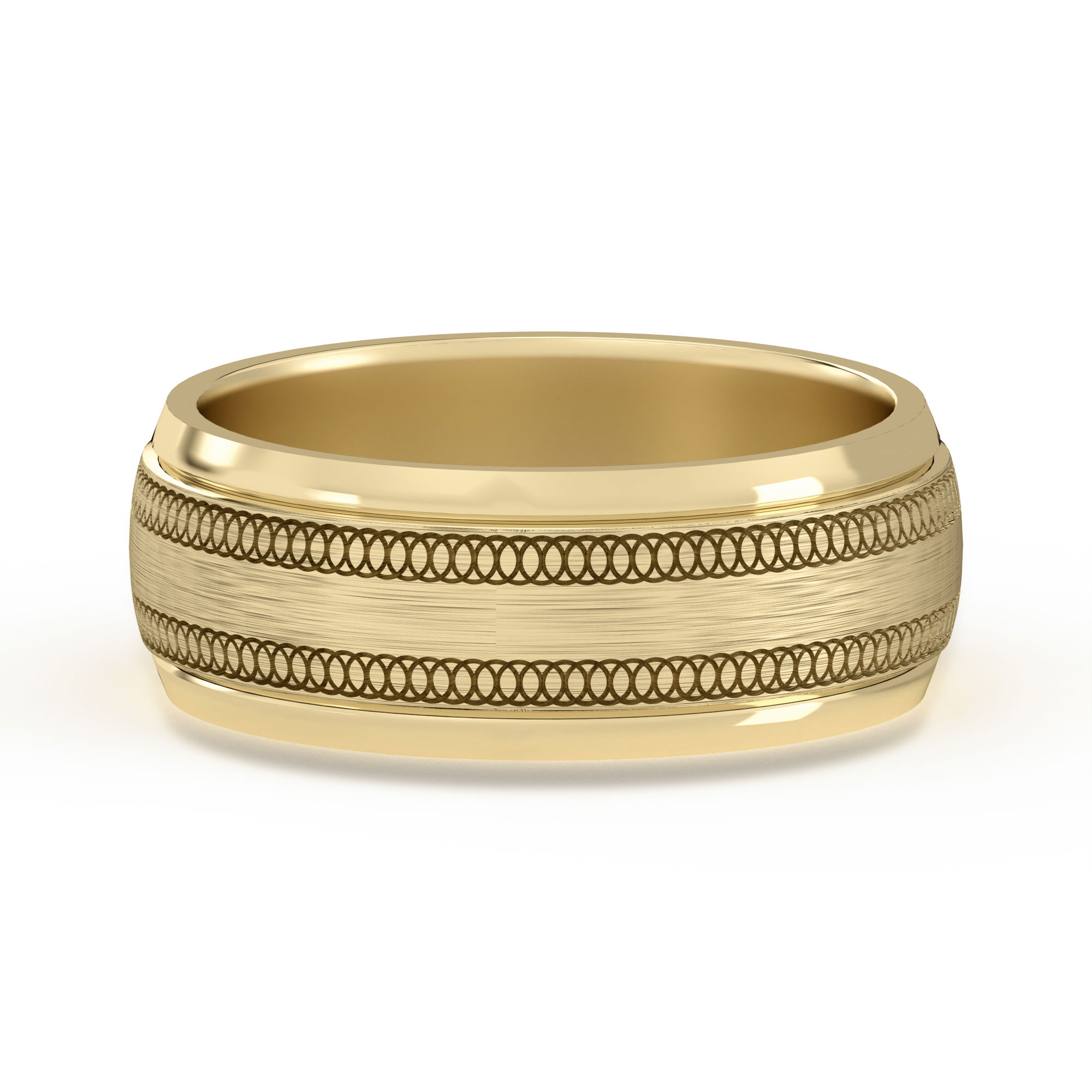 Entwined Circled Flat Channel Wedding Band 7.00 MM