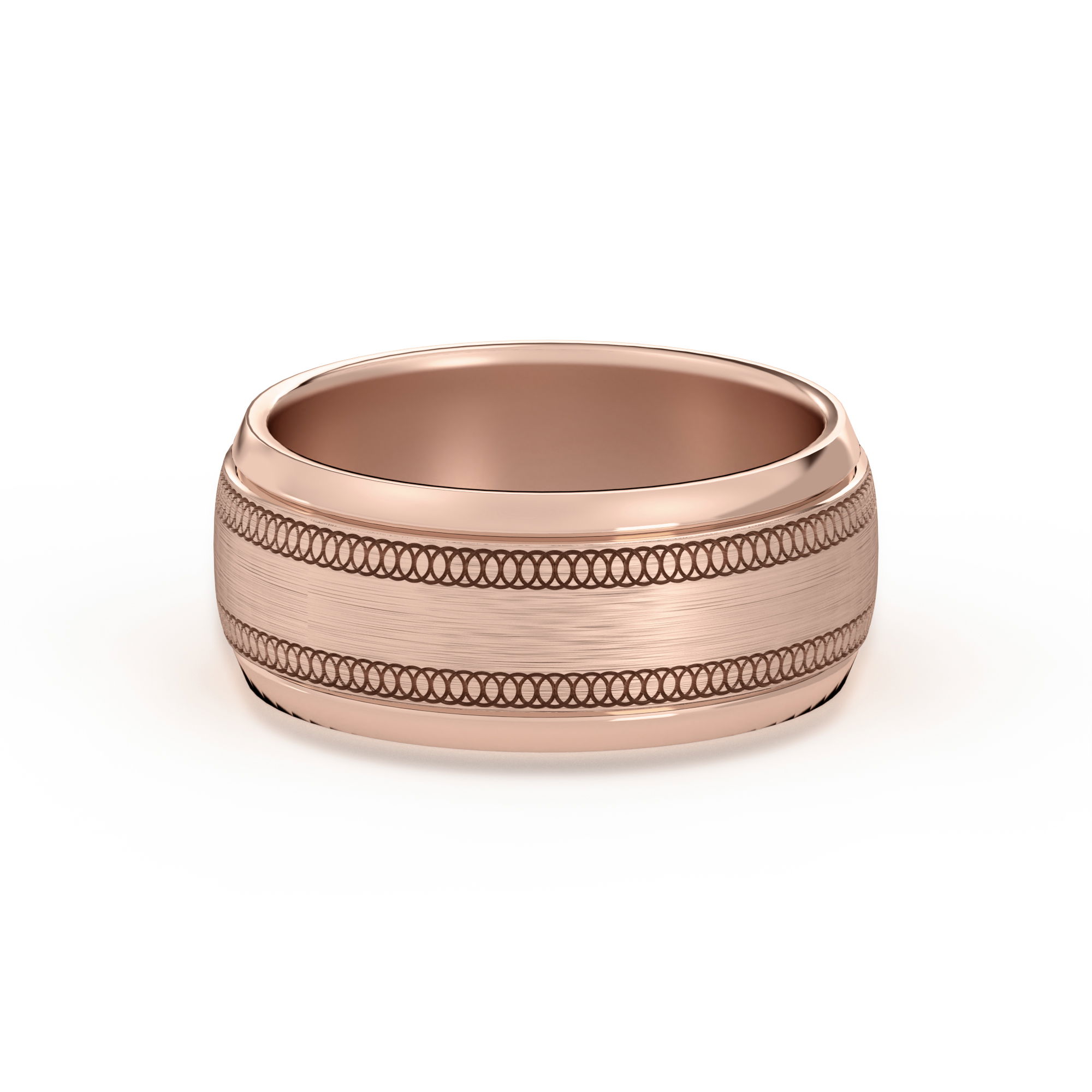 Entwined Circled Flat Channel Wedding Band 8.00 MM