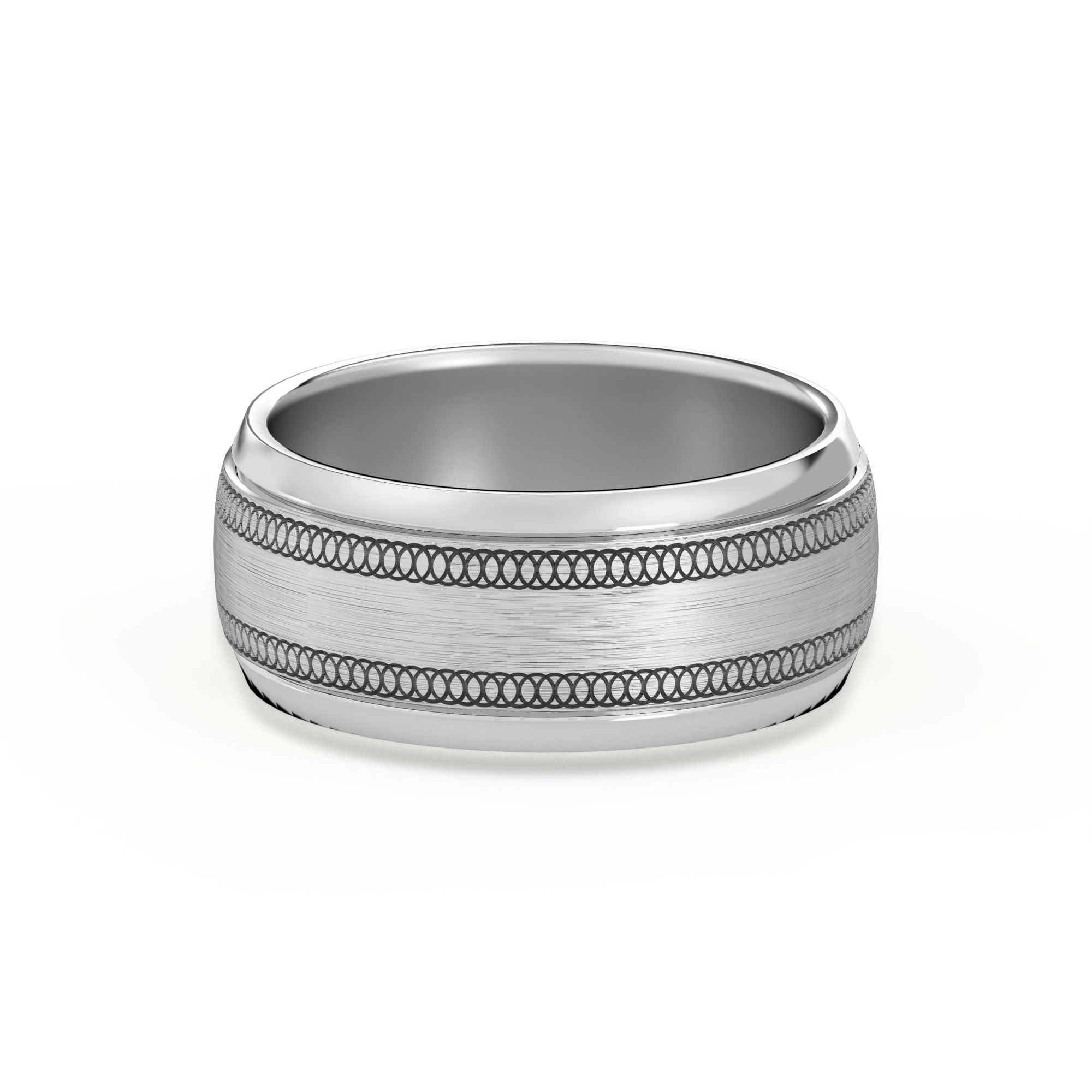 Entwined Circled Flat Channel Wedding Band 8.00 MM