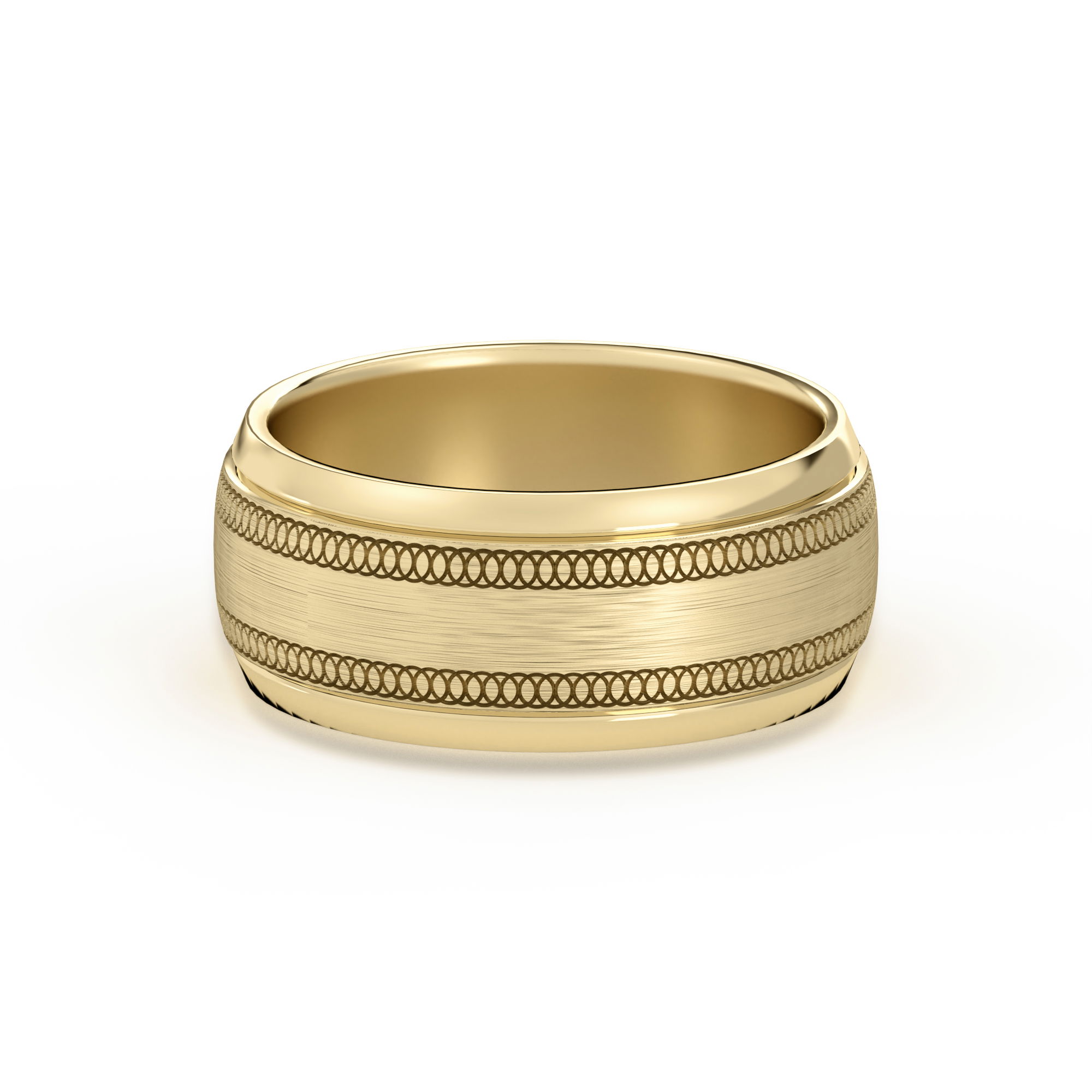 Entwined Circled Flat Channel Wedding Band 8.00 MM