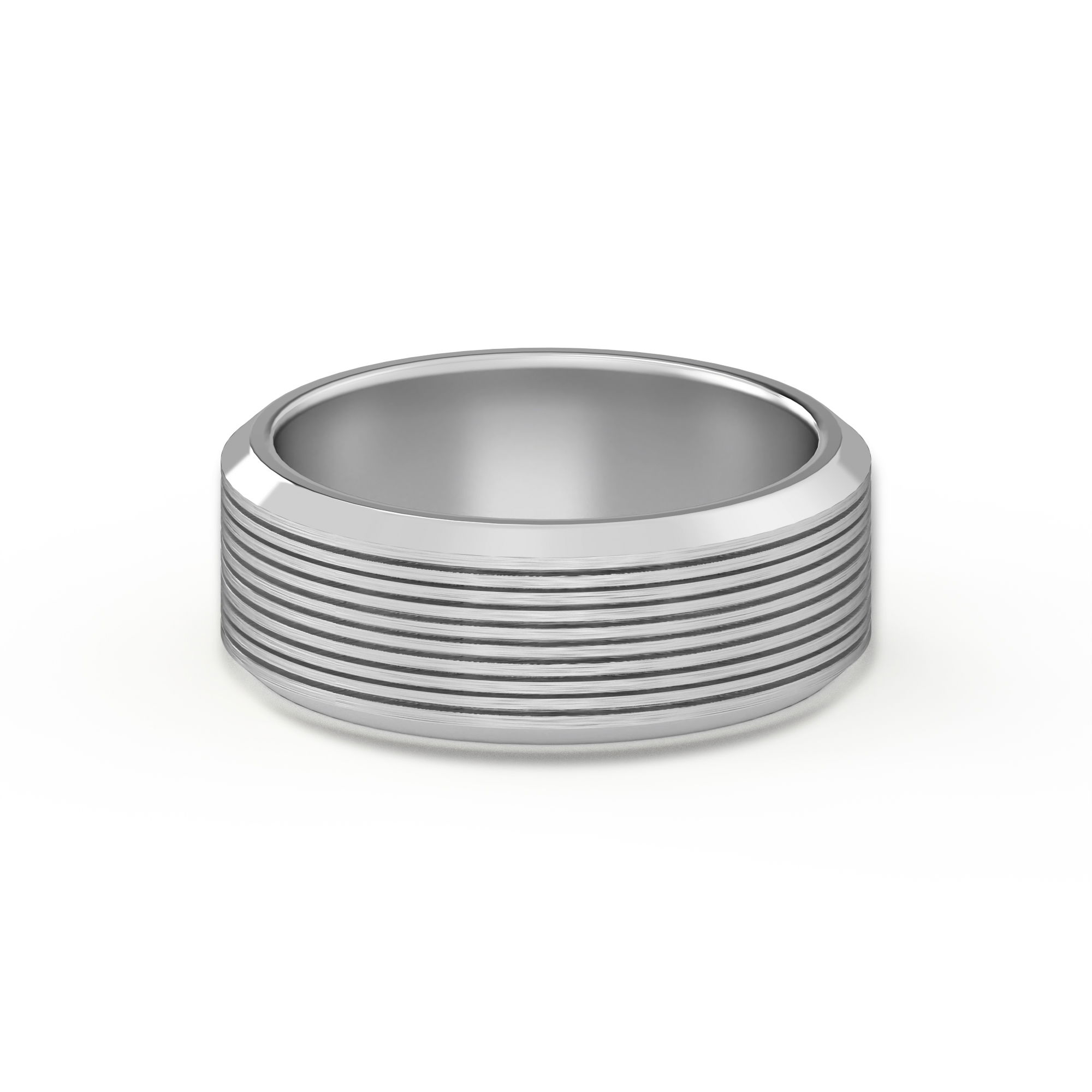 Textured Satin Finish Edge Wedding Band 7.00 MM