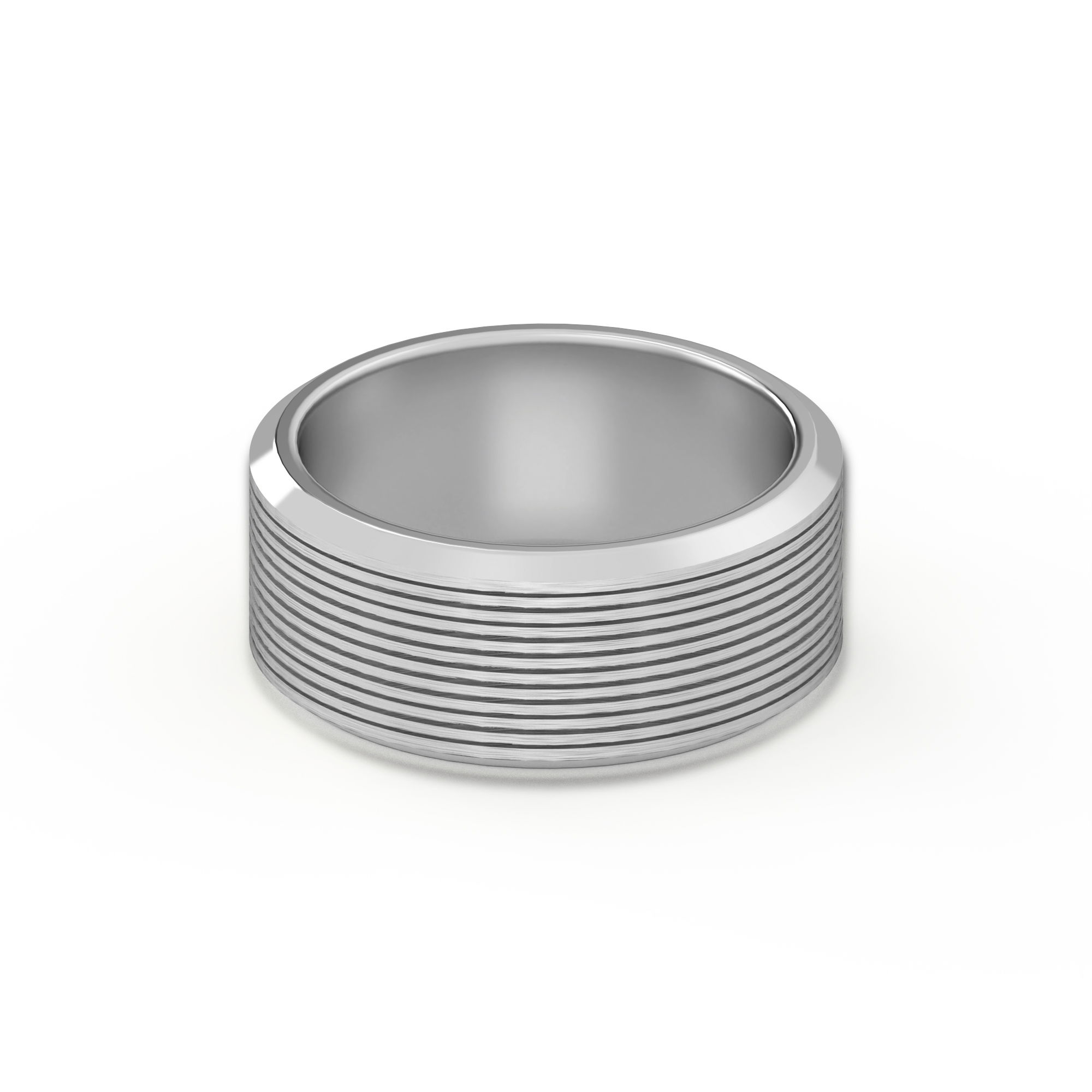 Textured Satin Finish Edge Wedding Band 8.00 MM