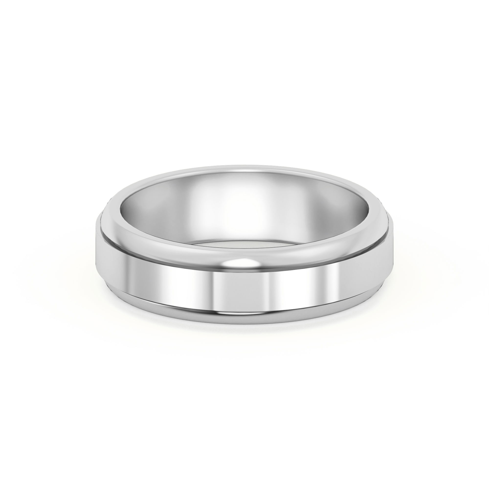 Raised Edge Channel High Polish Wedding Band 5.00 MM