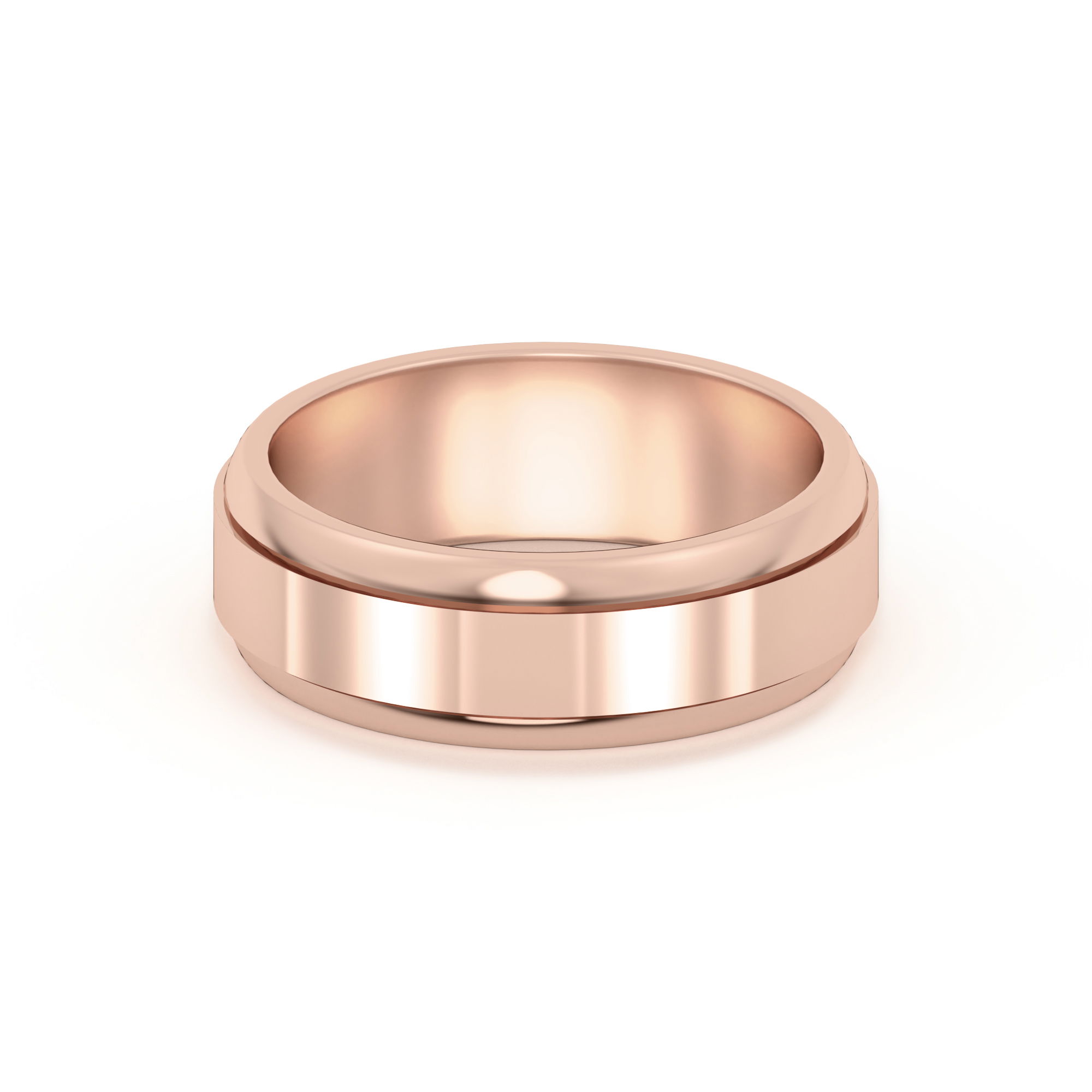 Raised Edge Channel High Polish Wedding Band 6.00 MM