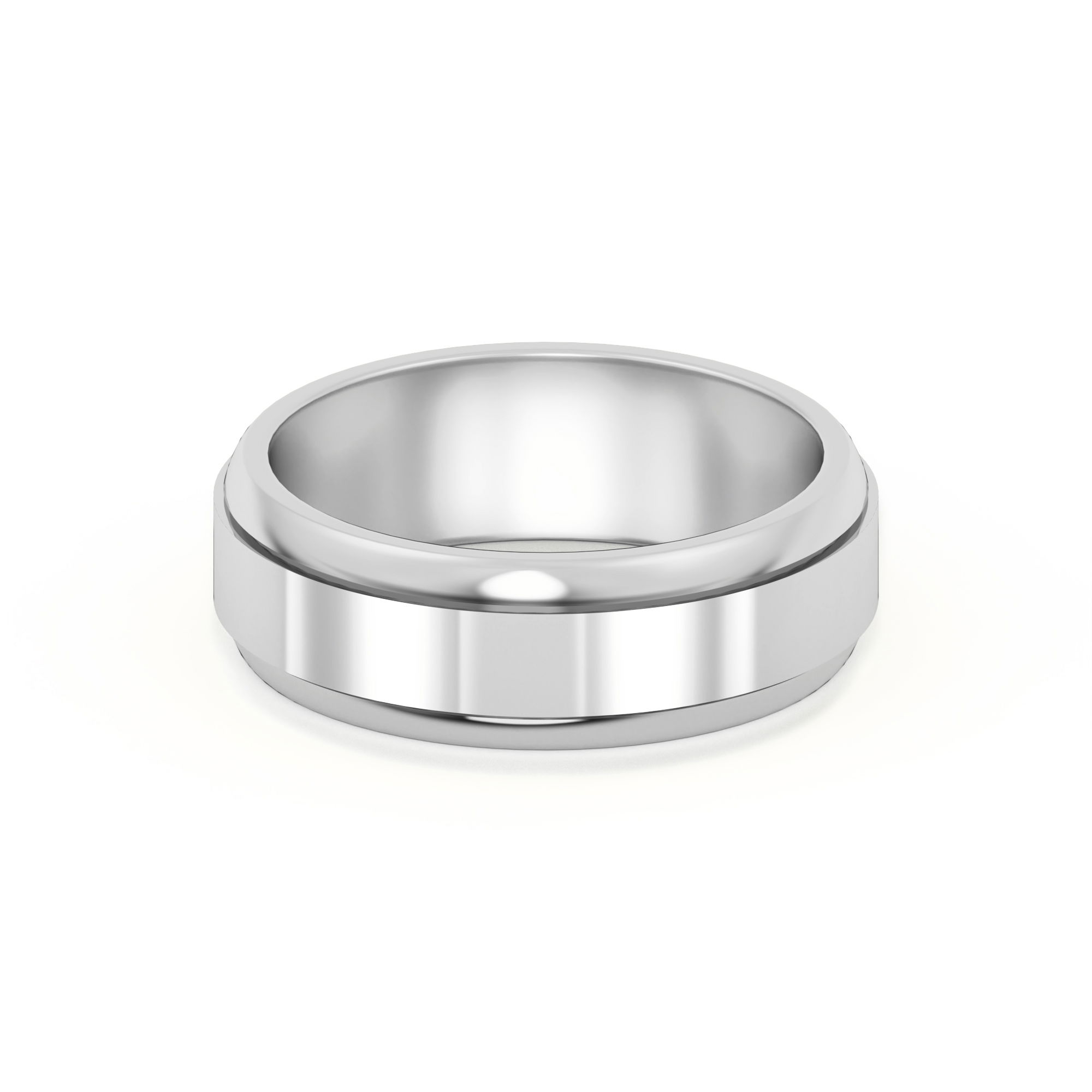 Raised Edge Channel High Polish Wedding Band 6.00 MM