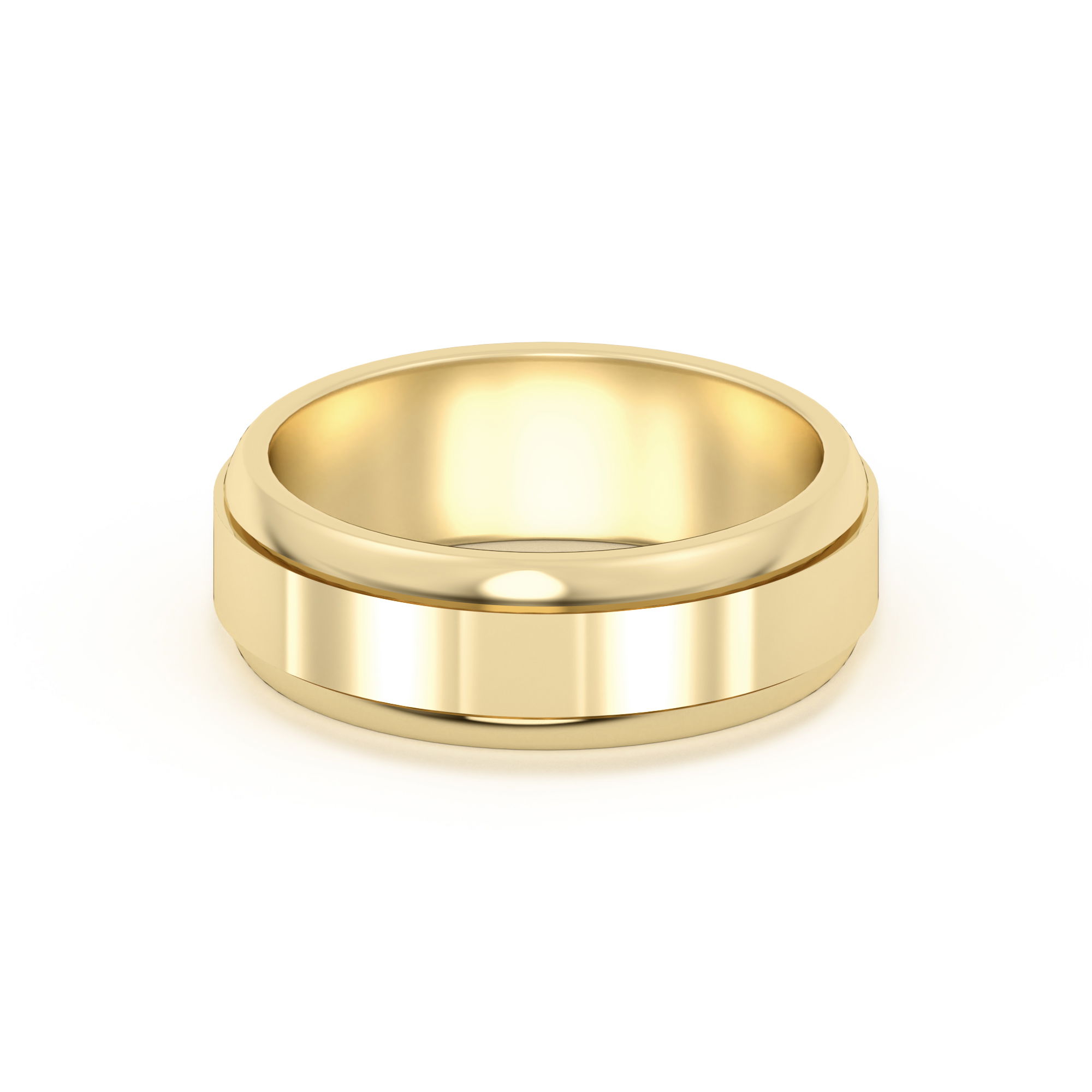 Raised Edge Channel High Polish Wedding Band 6.00 MM