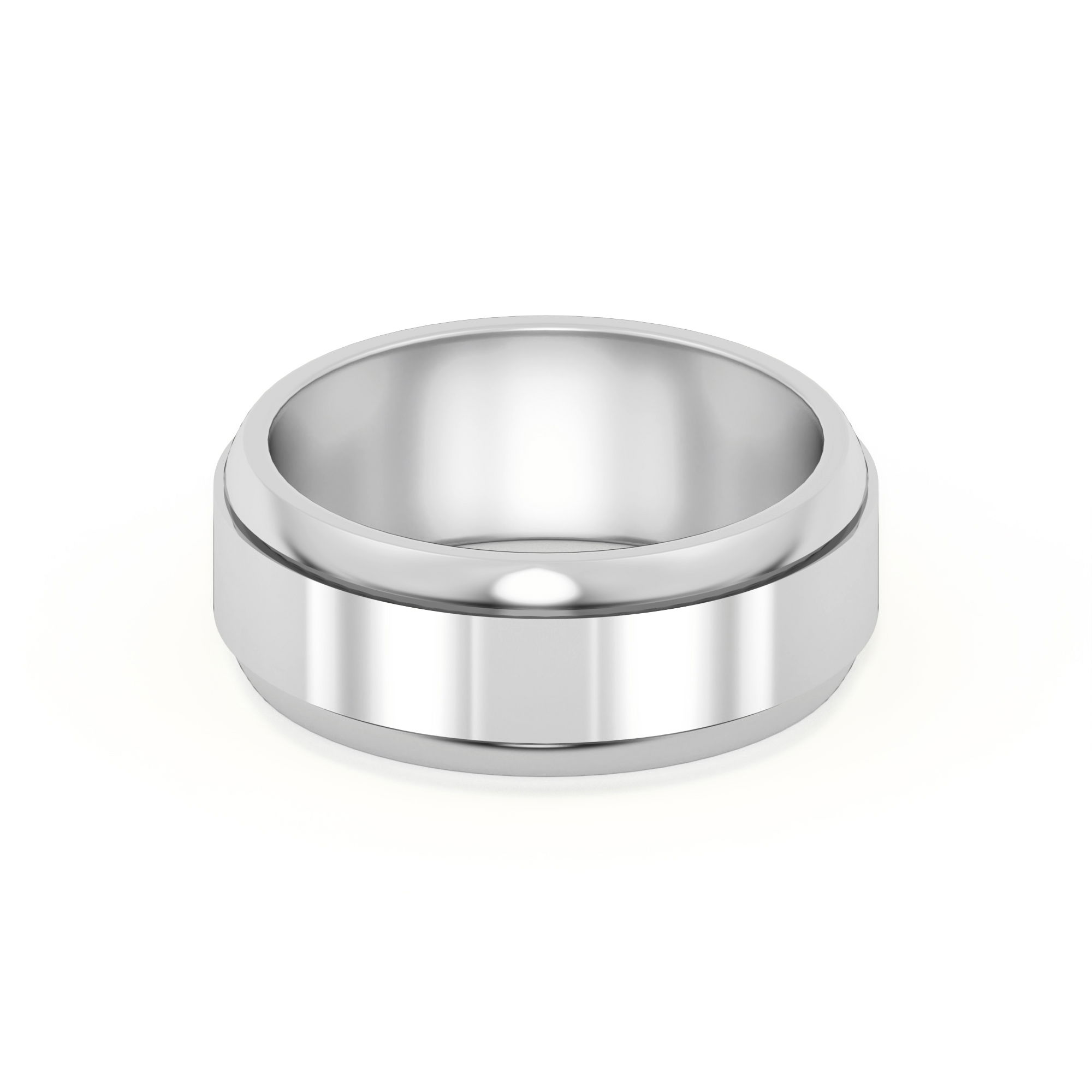 Raised Edge Channel High Polish Wedding Band 7.00 MM