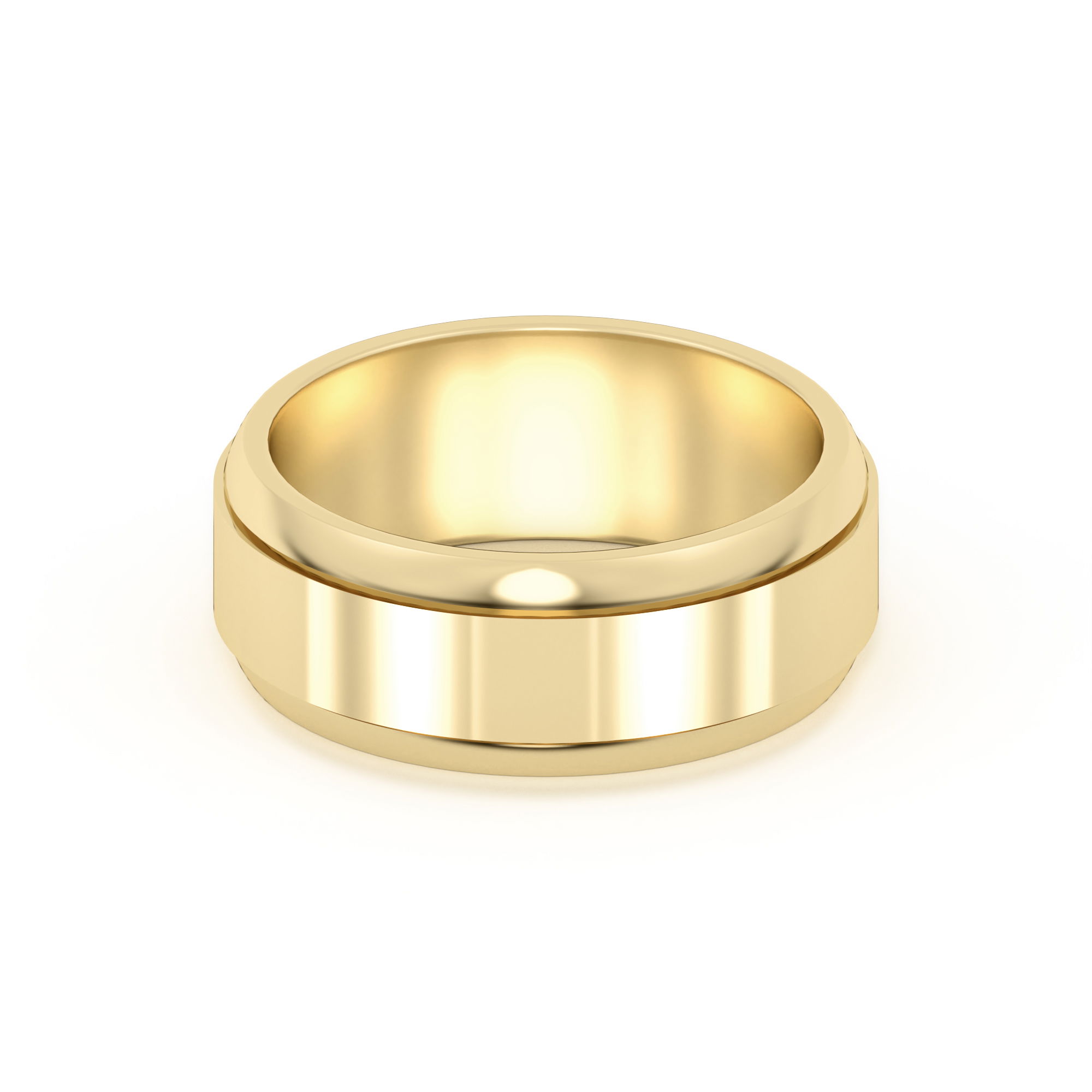 Raised Edge Channel High Polish Wedding Band 7.00 MM