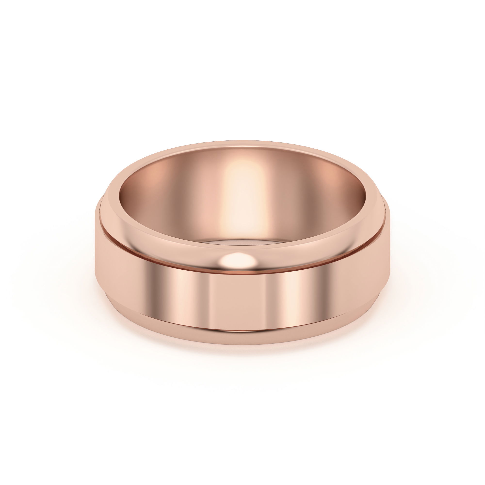 Raised Edge Channel High Polish Wedding Band 8.00 MM