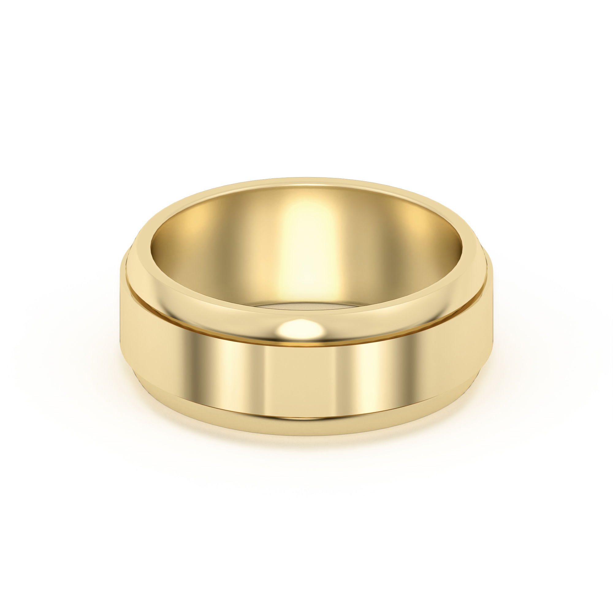 Raised Edge Channel High Polish Wedding Band 8.00 MM