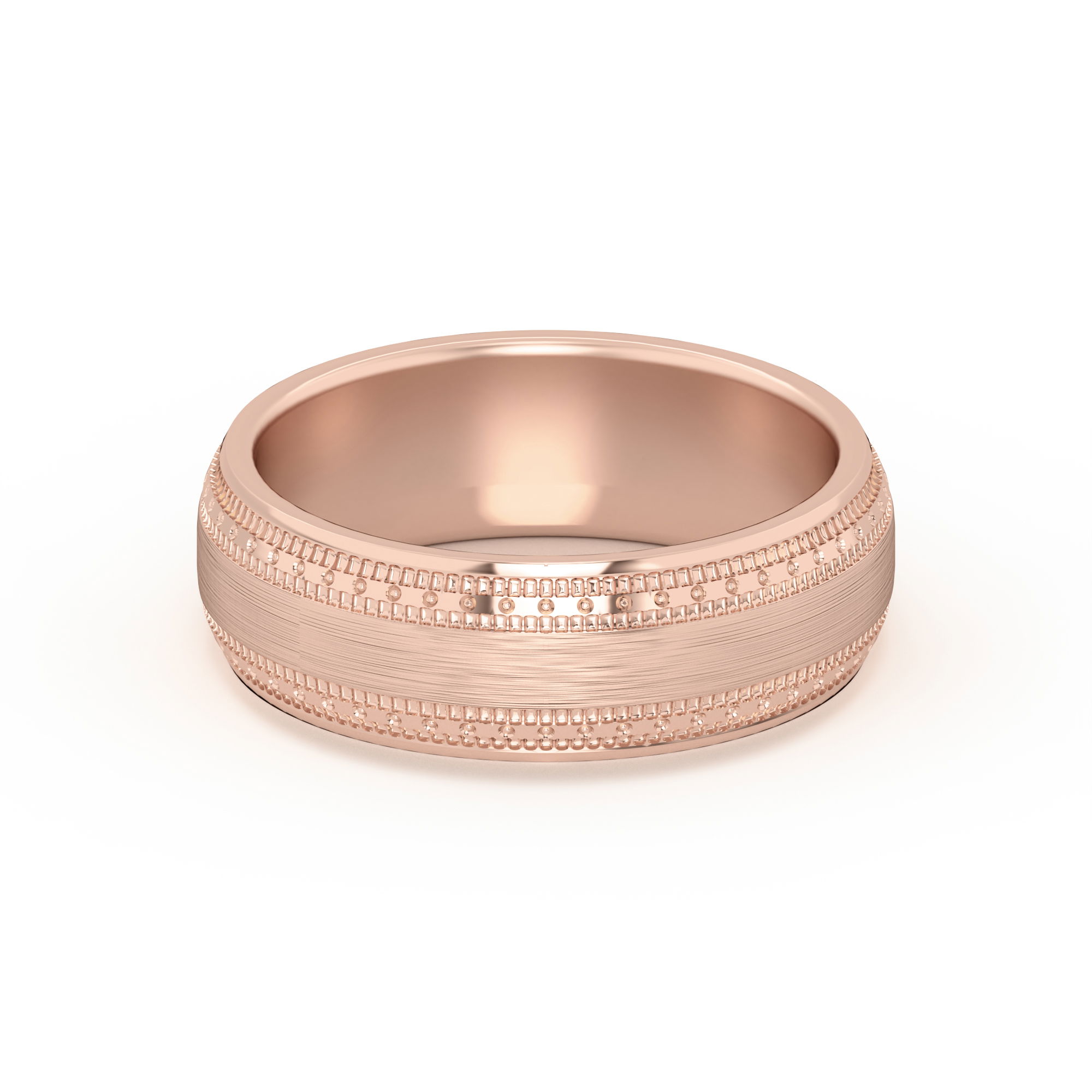Double Beaded High Polish Wedding Band 6.00 MM