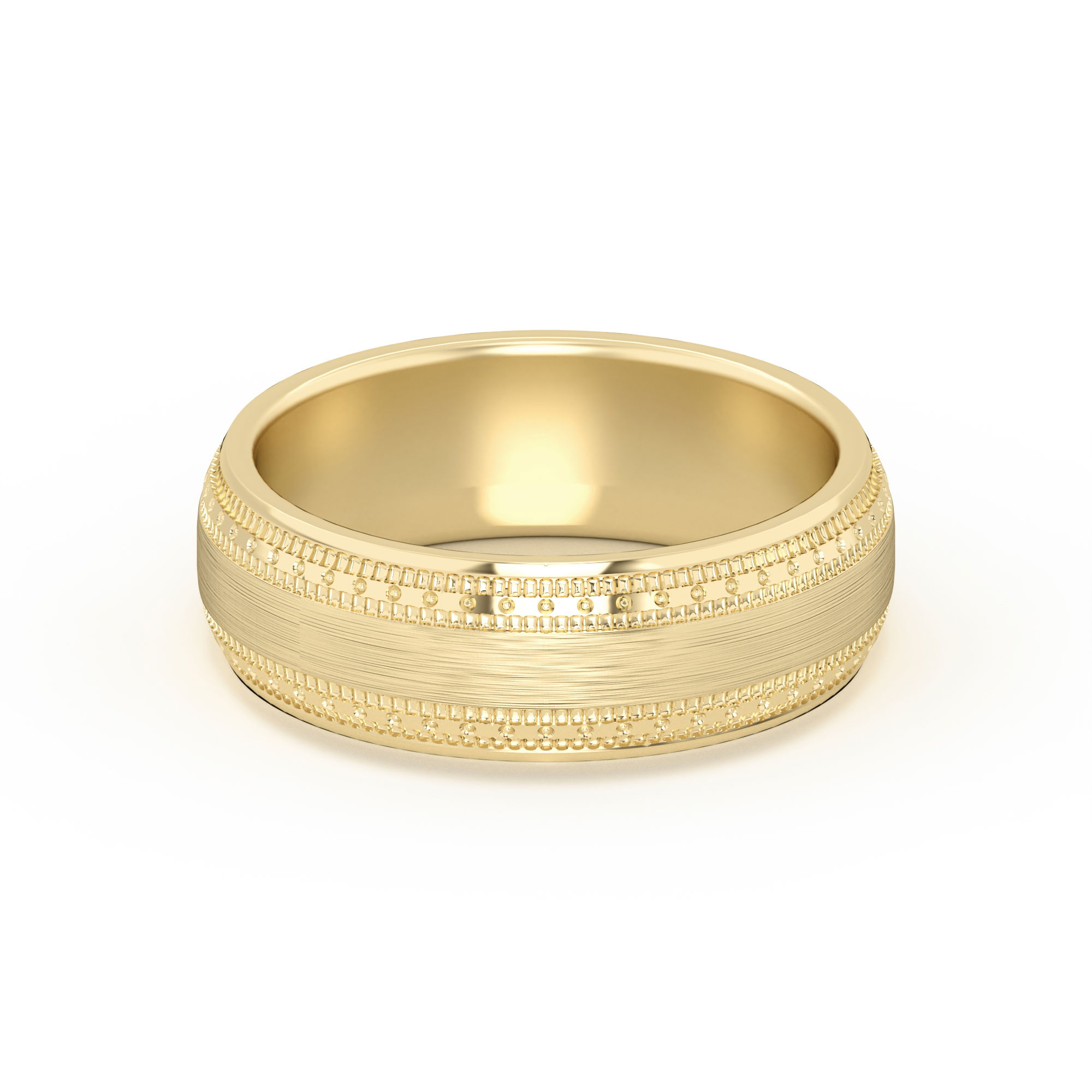 Double Beaded High Polish Wedding Band 6.00 MM