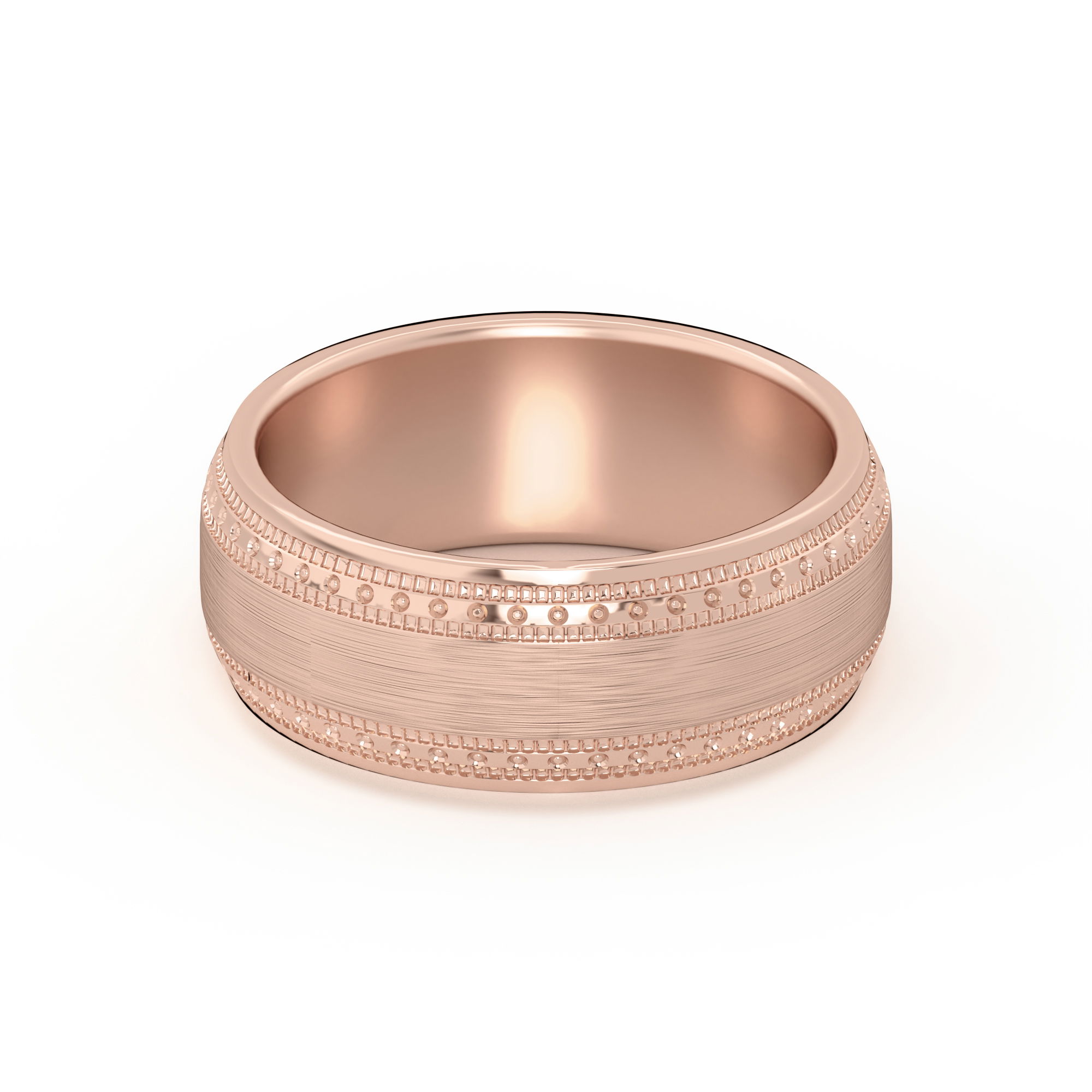 Double Beaded High Polish Wedding Band 7.00 MM