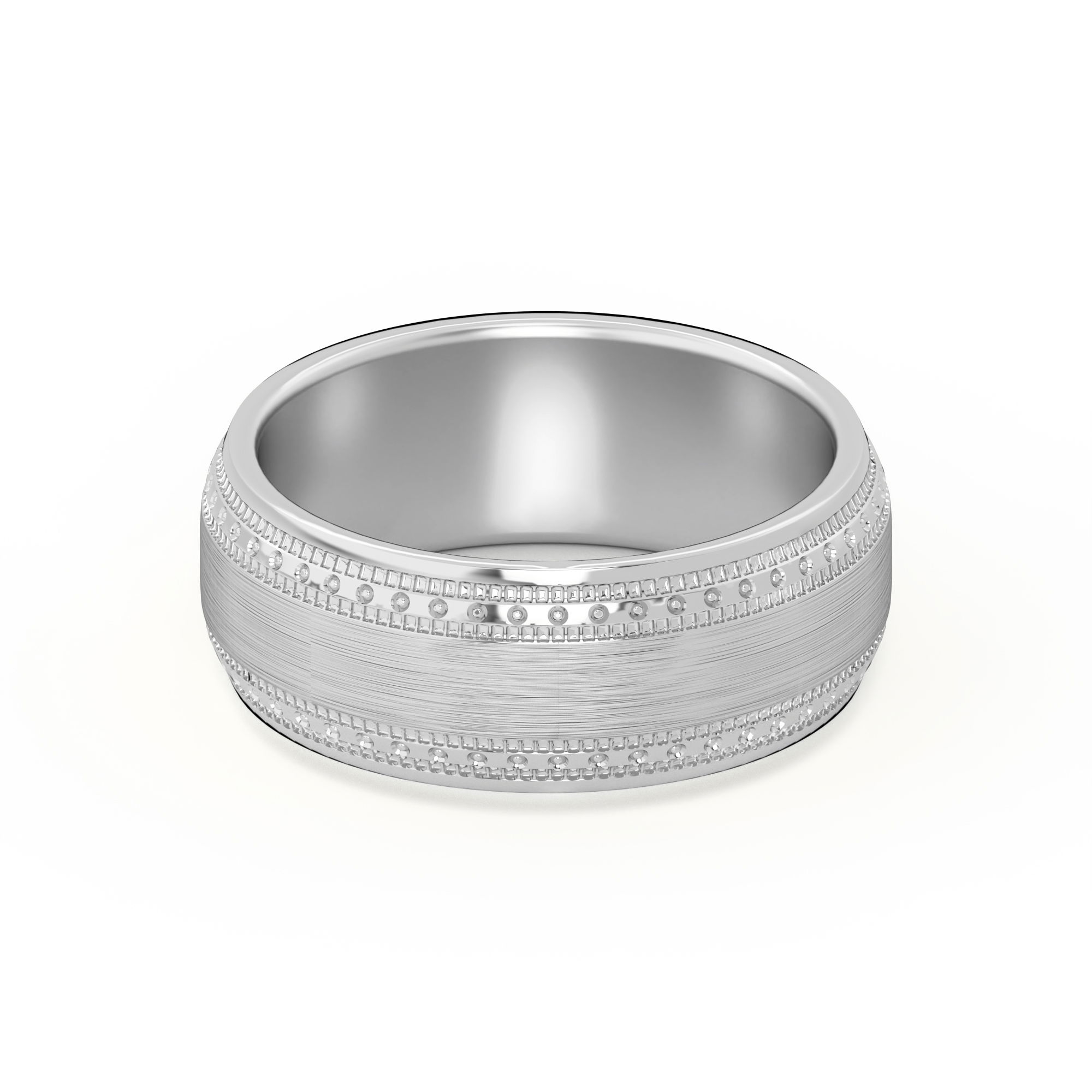 Double Beaded High Polish Wedding Band 7.00 MM