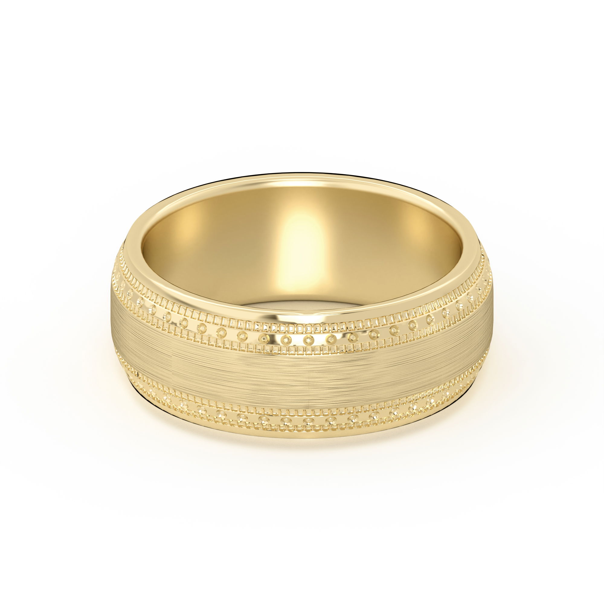 Double Beaded High Polish Wedding Band 7.00 MM