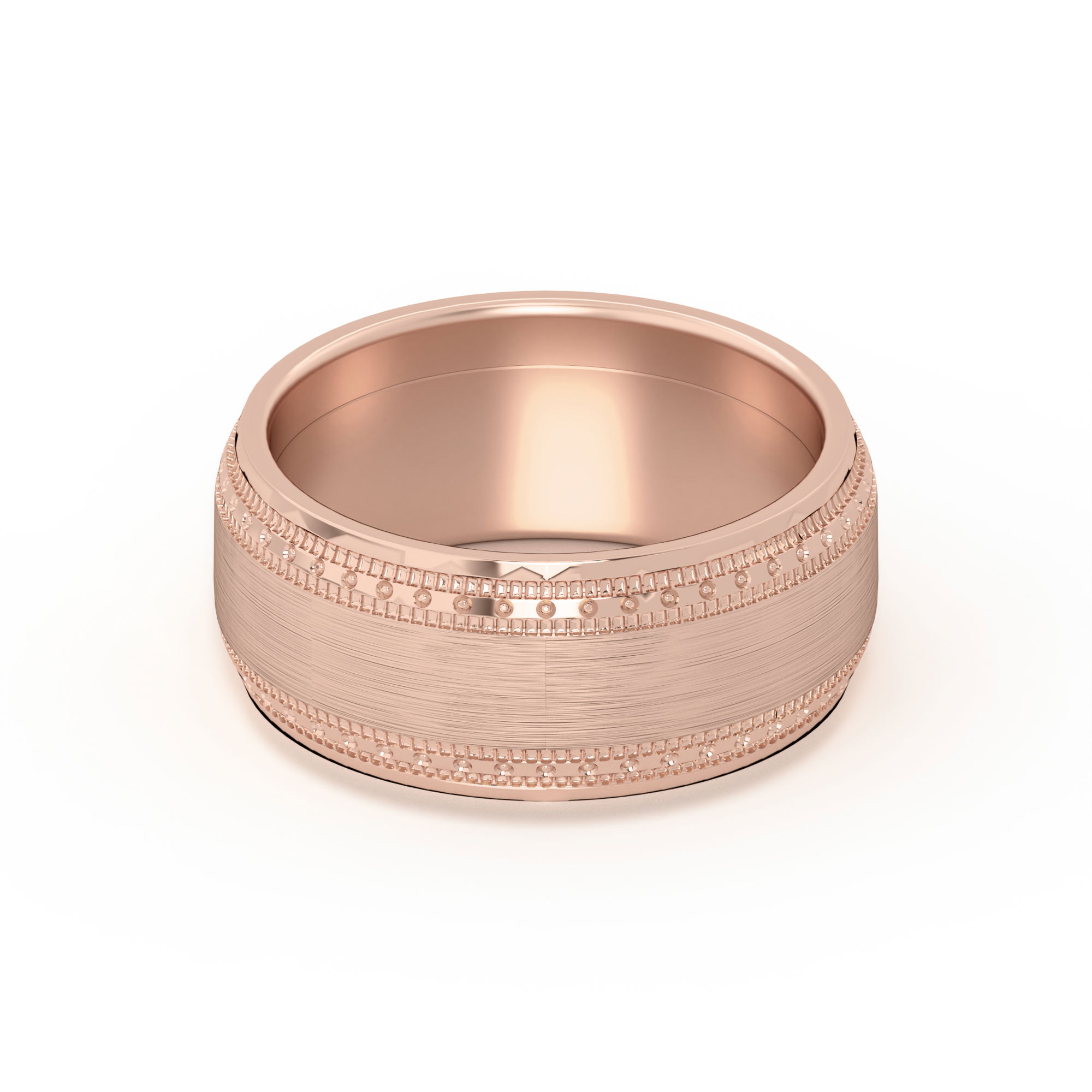 Double Beaded High Polish Wedding Band 8.00 MM