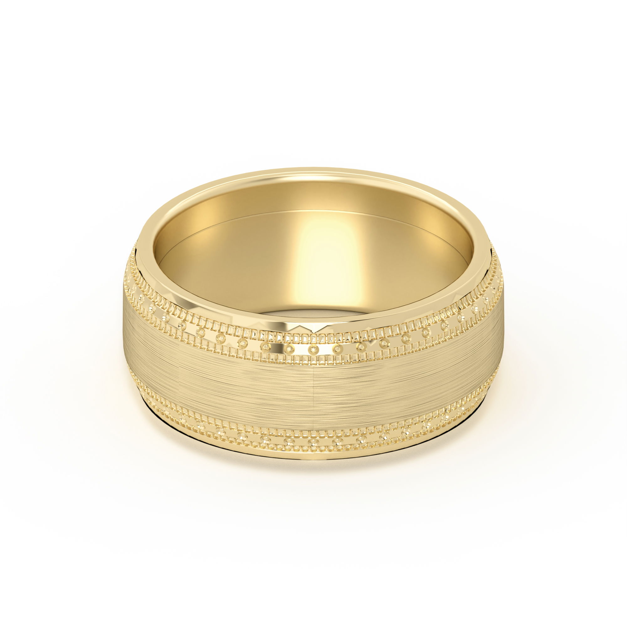 Double Beaded High Polish Wedding Band 8.00 MM