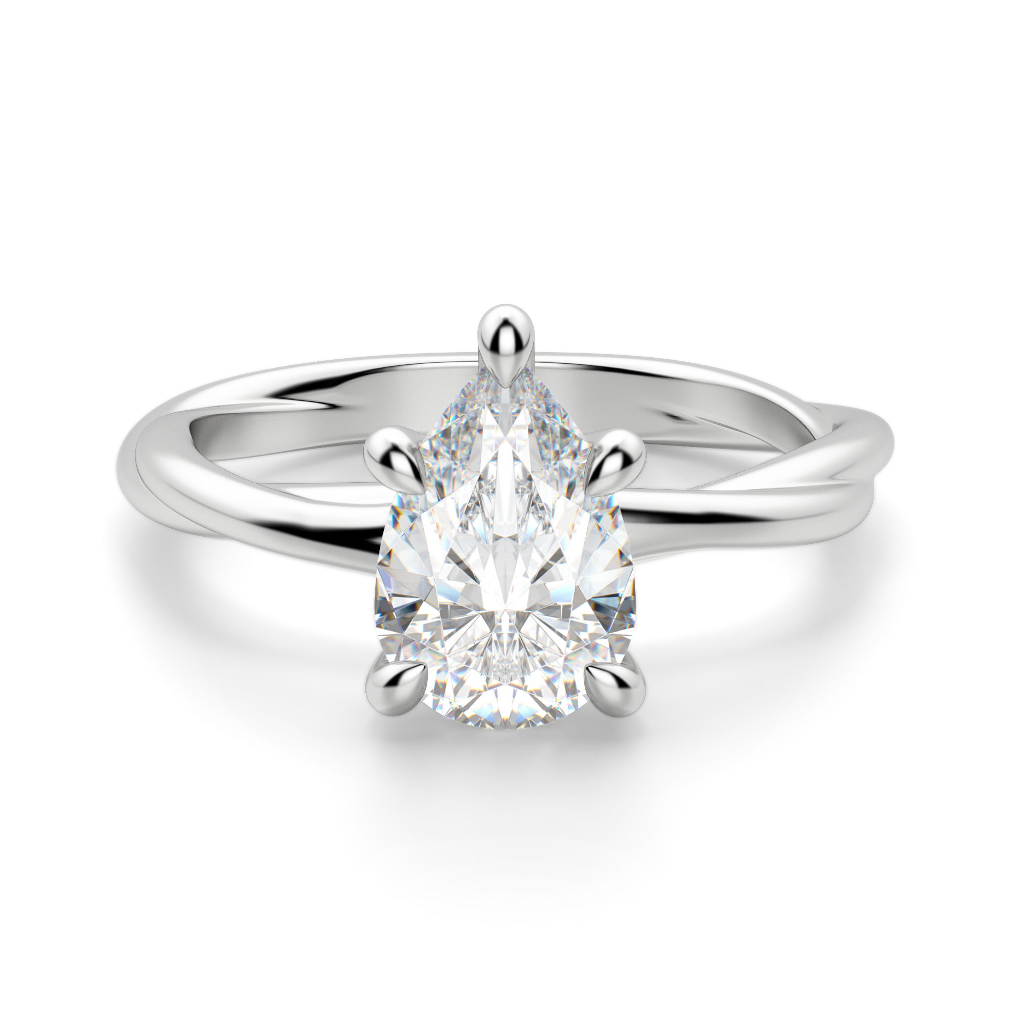 Braided Solitaire Pear Cut Engagement Ring