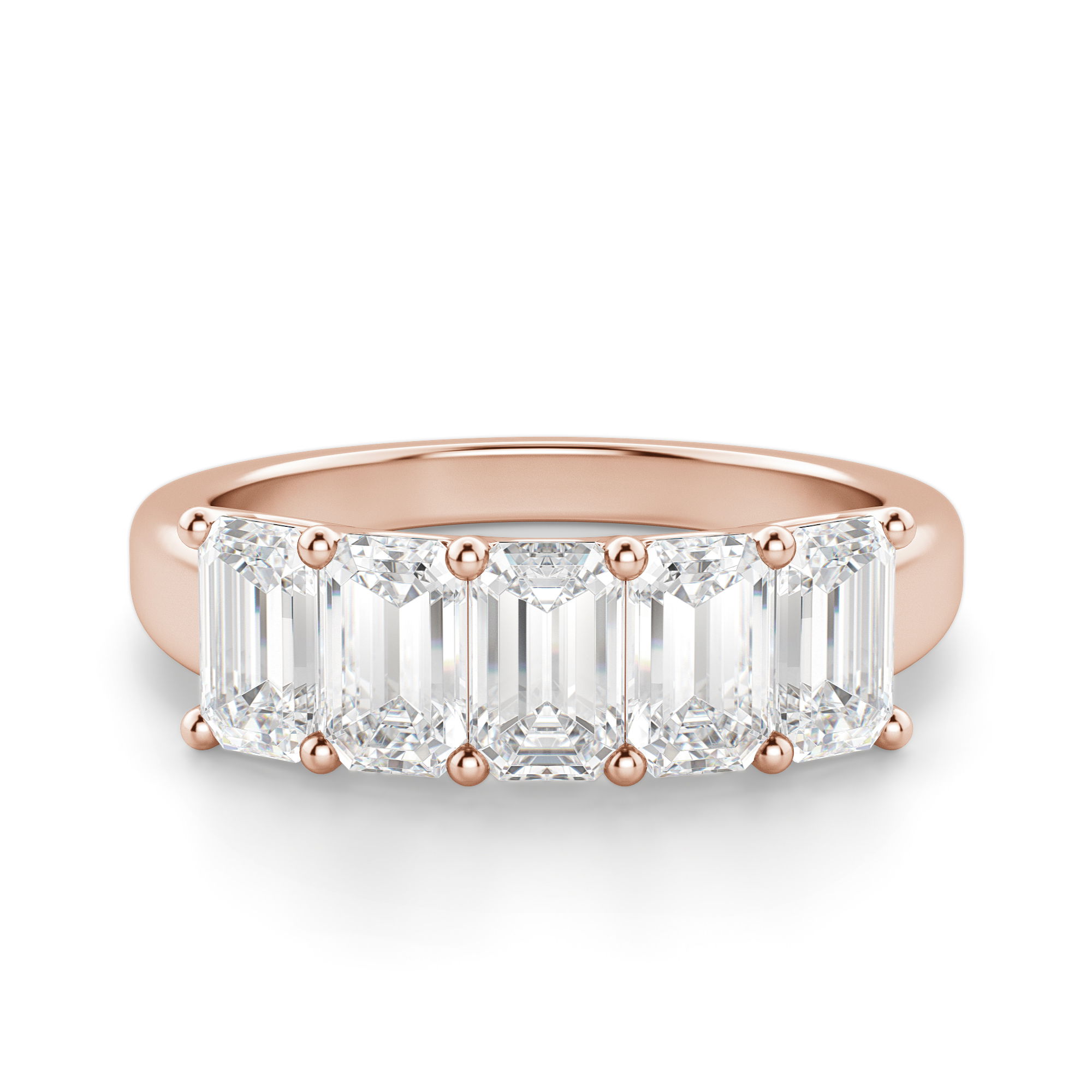 Five Stone Emerald Cut Anniversary Band