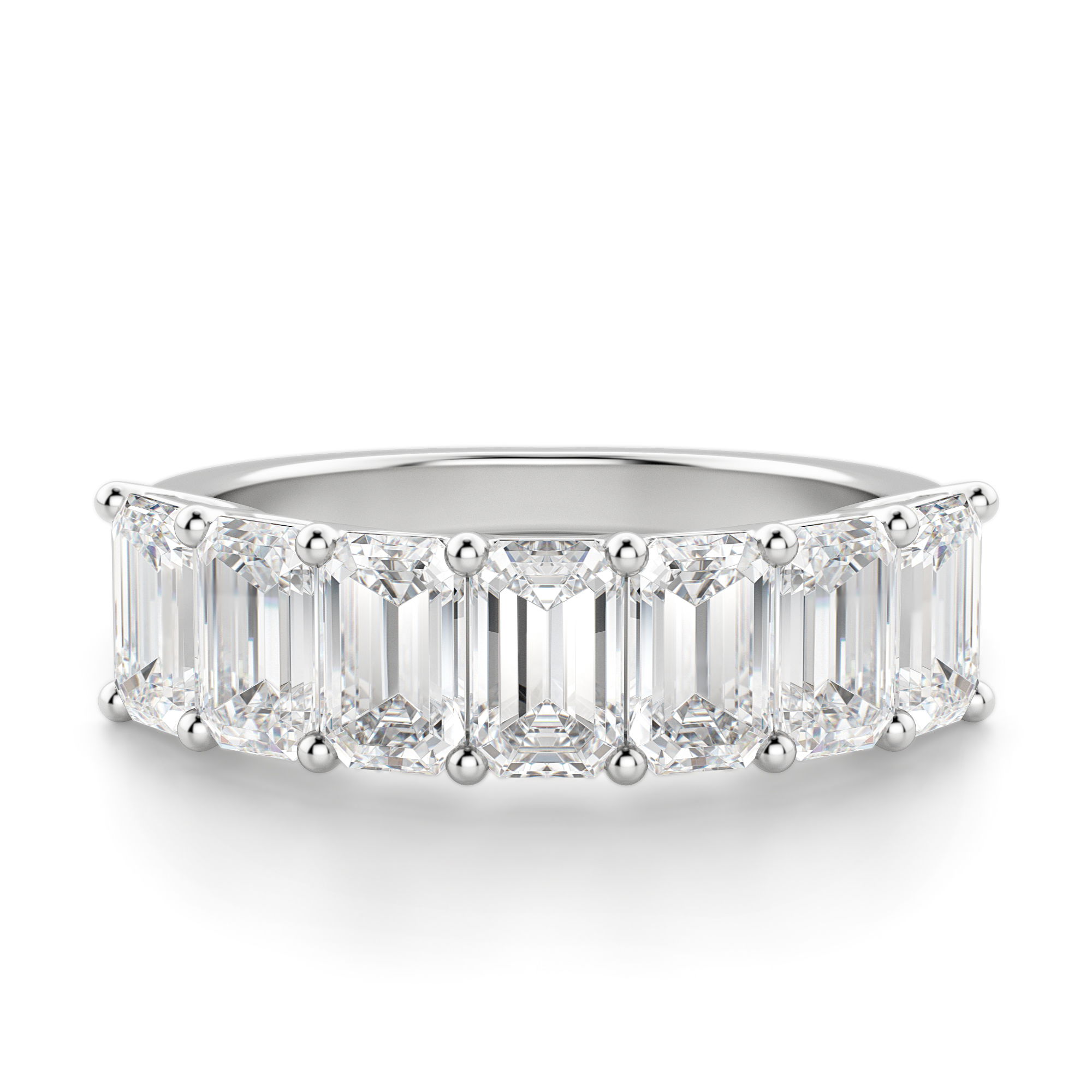 Emerald Cut Seven Stone Anniversary Band