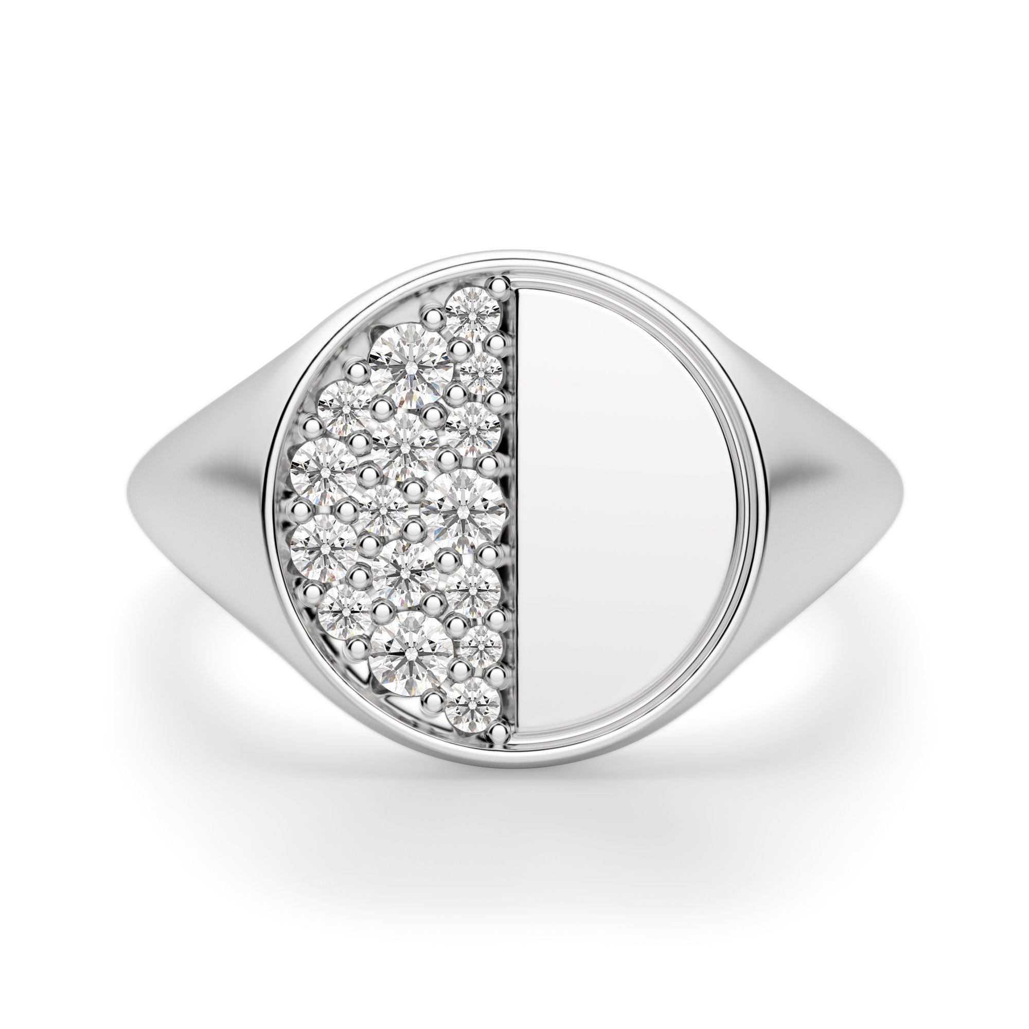 Half Moon Pave Signet Ring