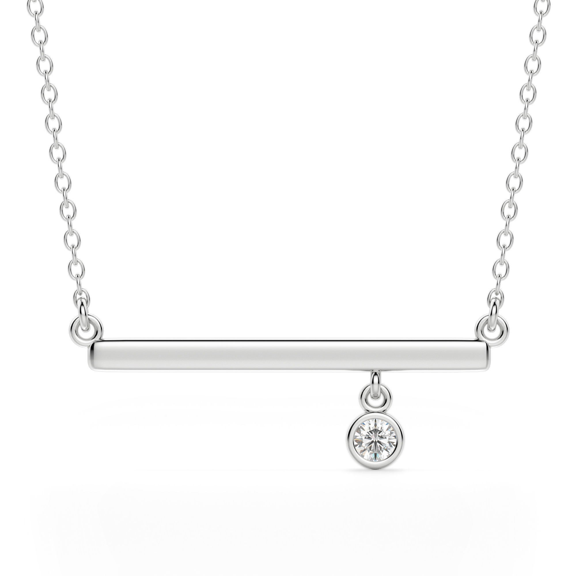 Solitaire Bezel Bar Necklace