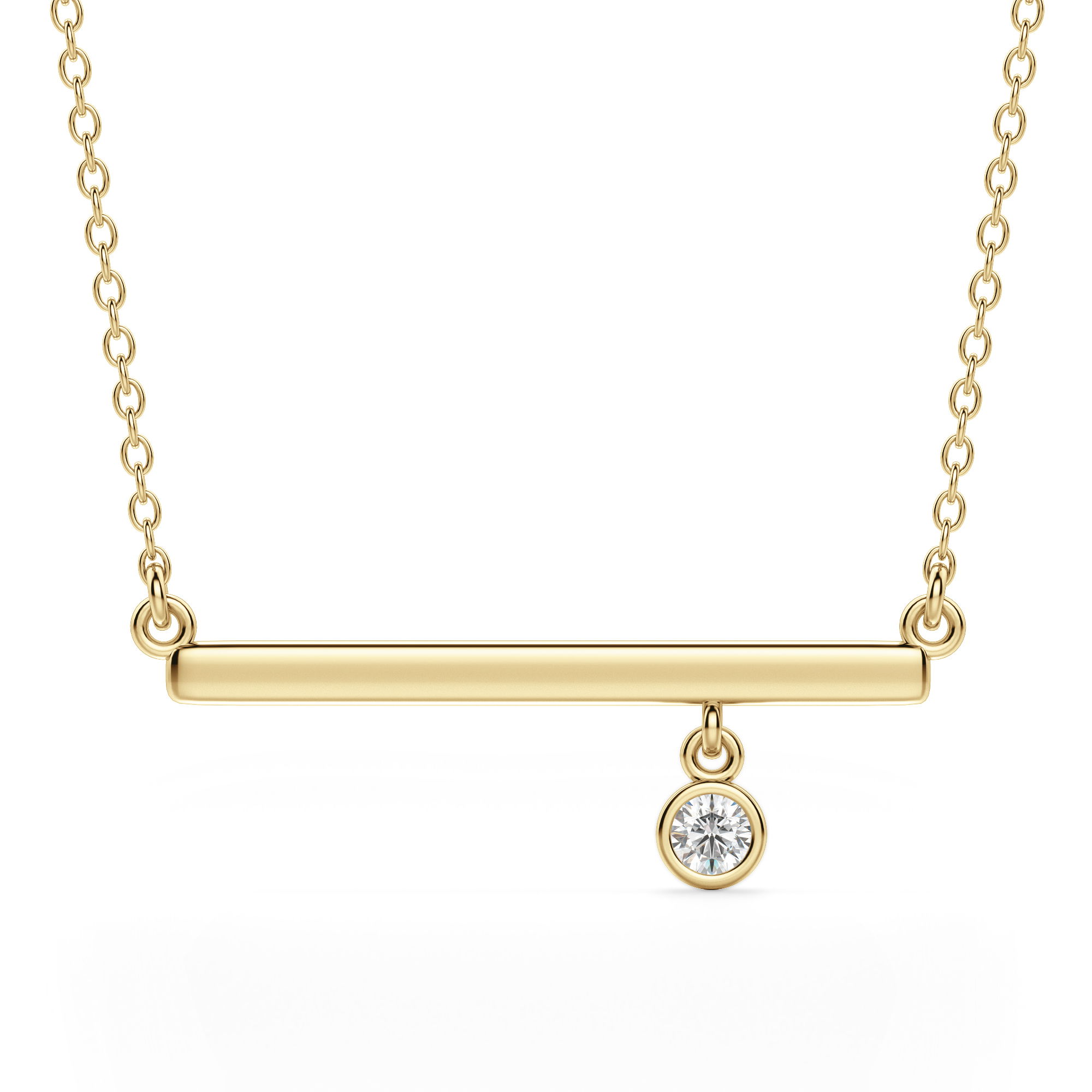 Solitaire Bezel Bar Necklace