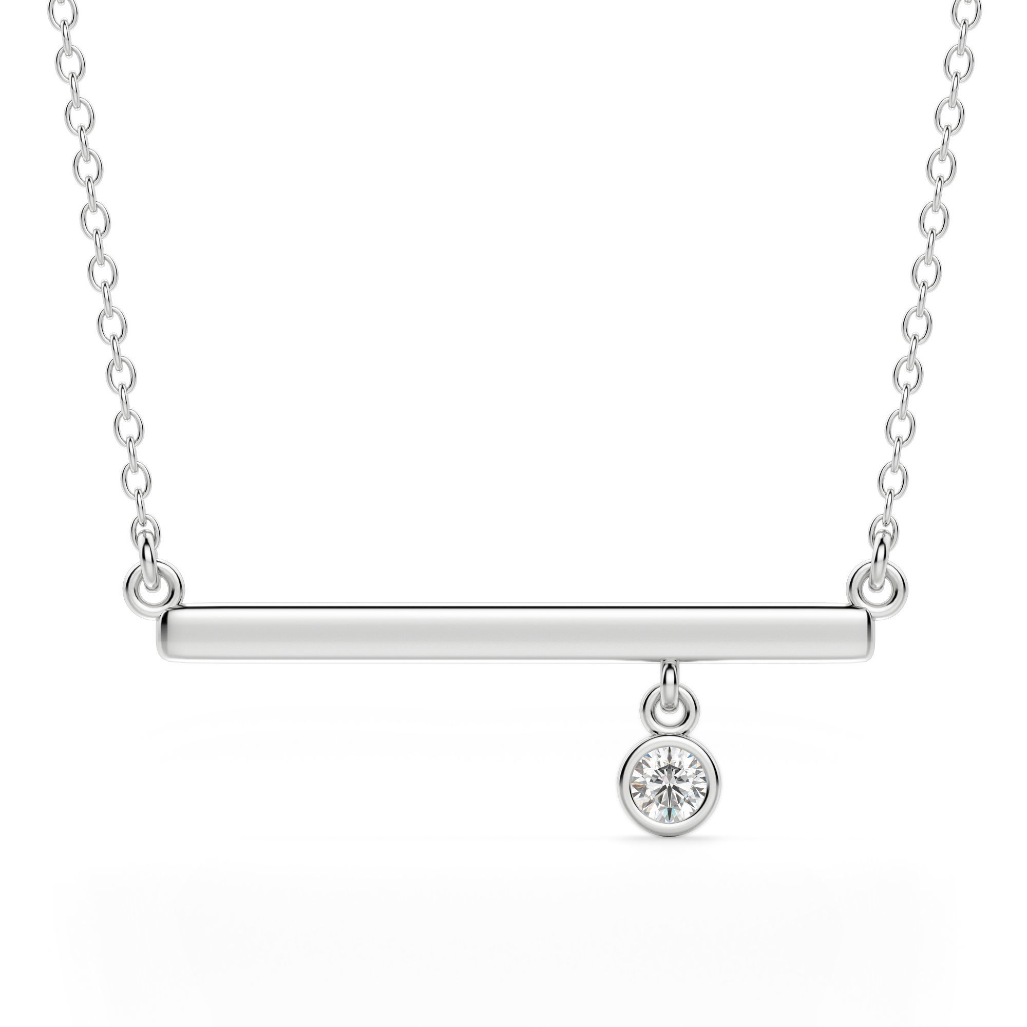 Solitaire Bezel Bar Necklace