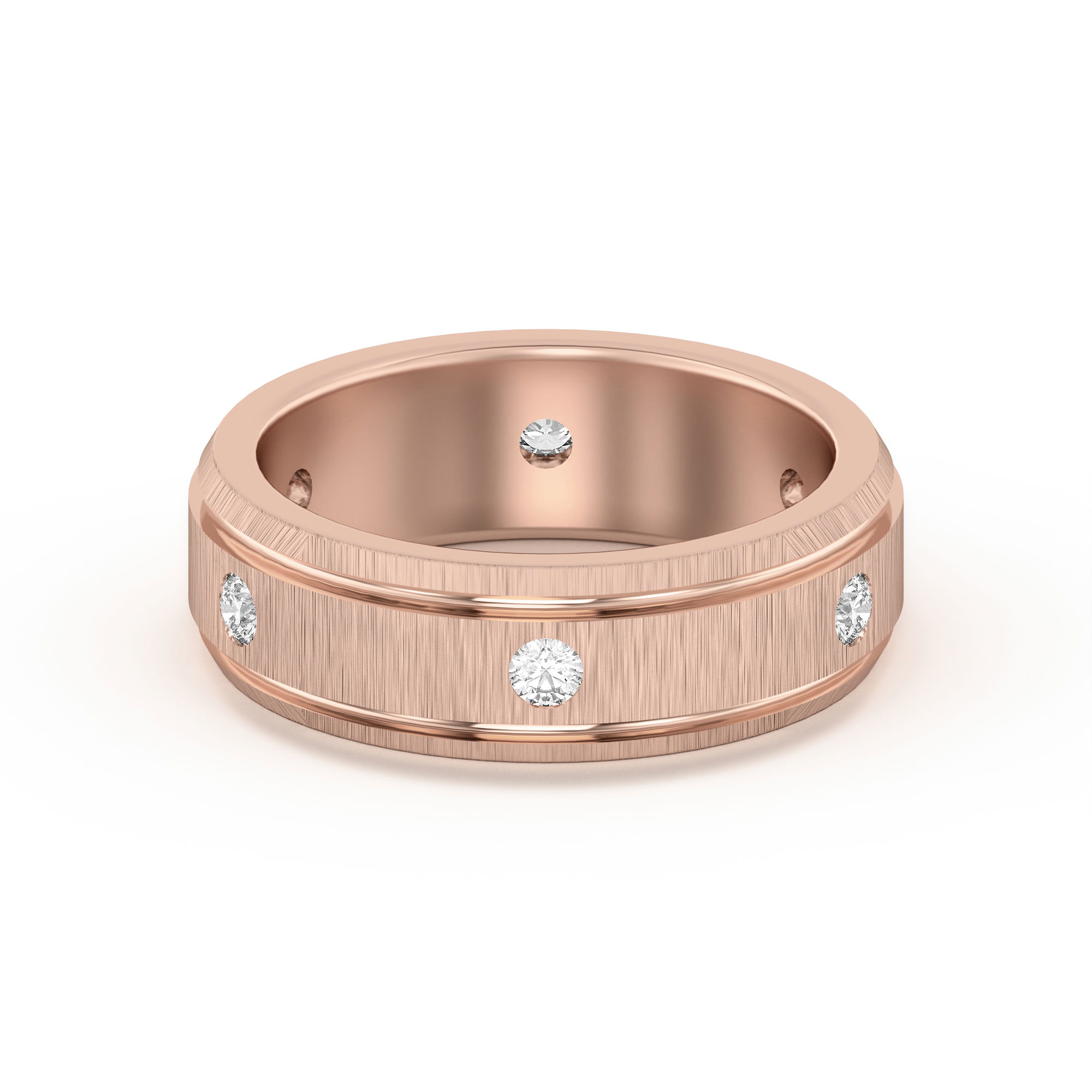 Edged Channel Accented Wedding Band