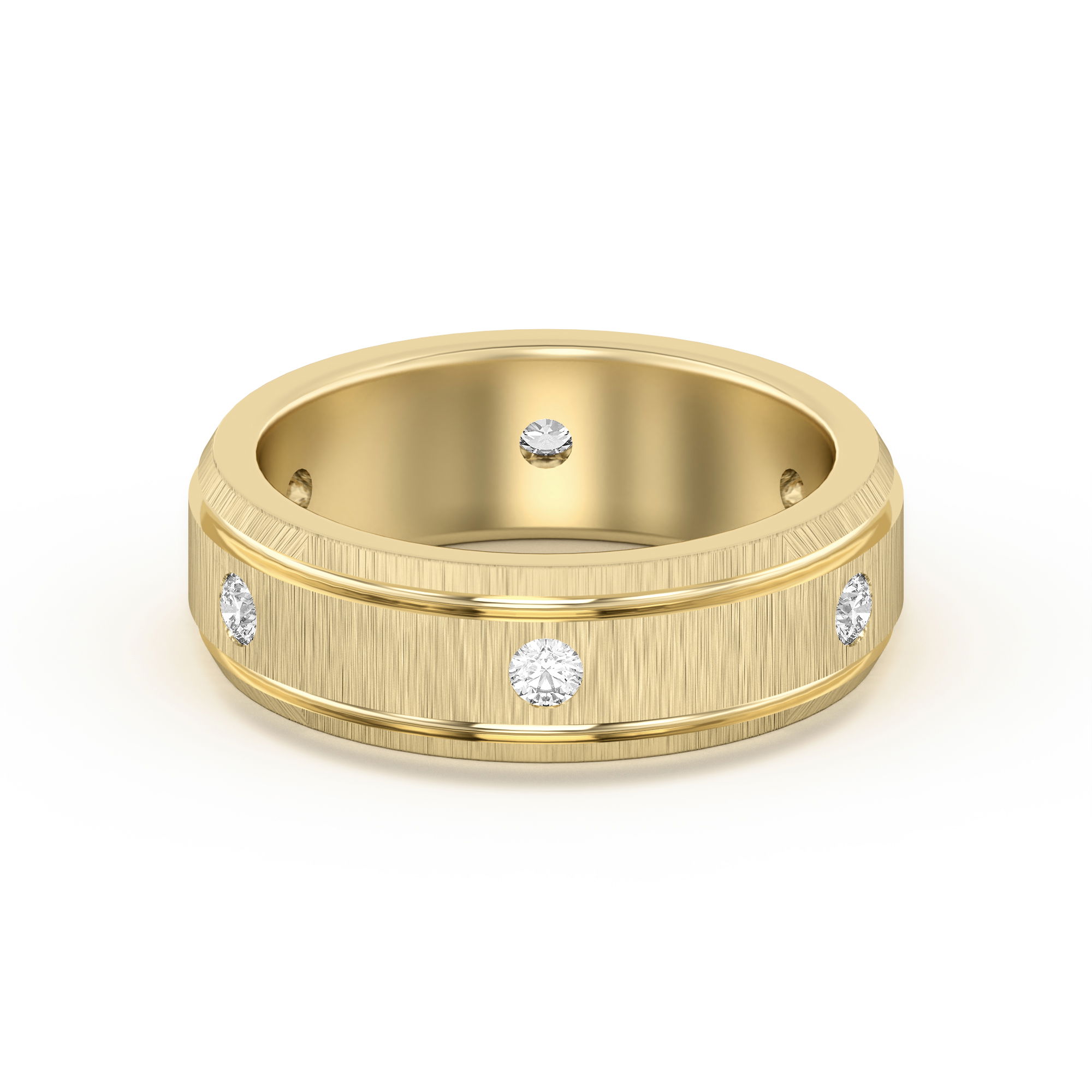 Edged Channel Accented Wedding Band