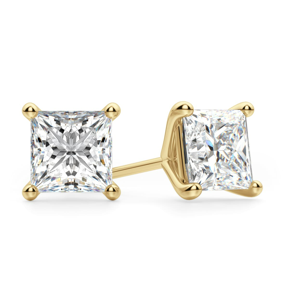 Princess Cut Stud Earrings Tension Back Martini Set