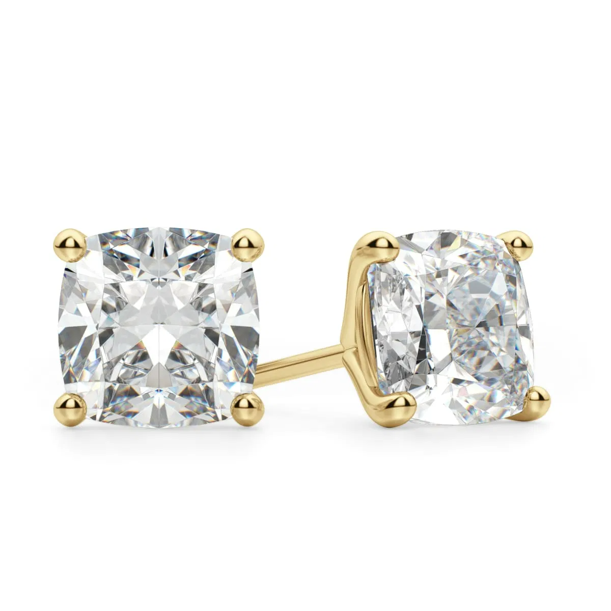 Cushion Cut Stud Earrings Tension Back Martini Set