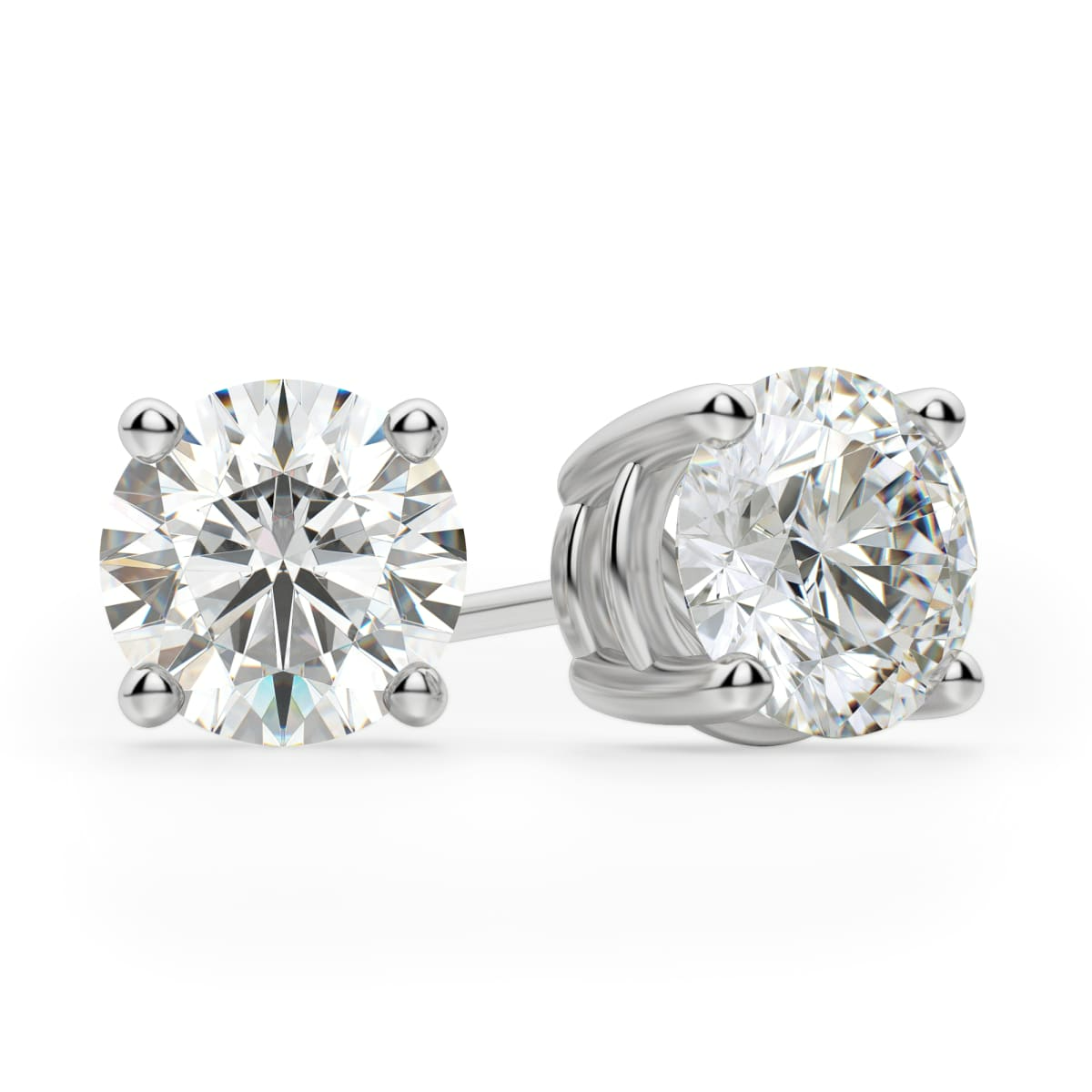 Round Cut Stud Earrings Tension Back Basket Set