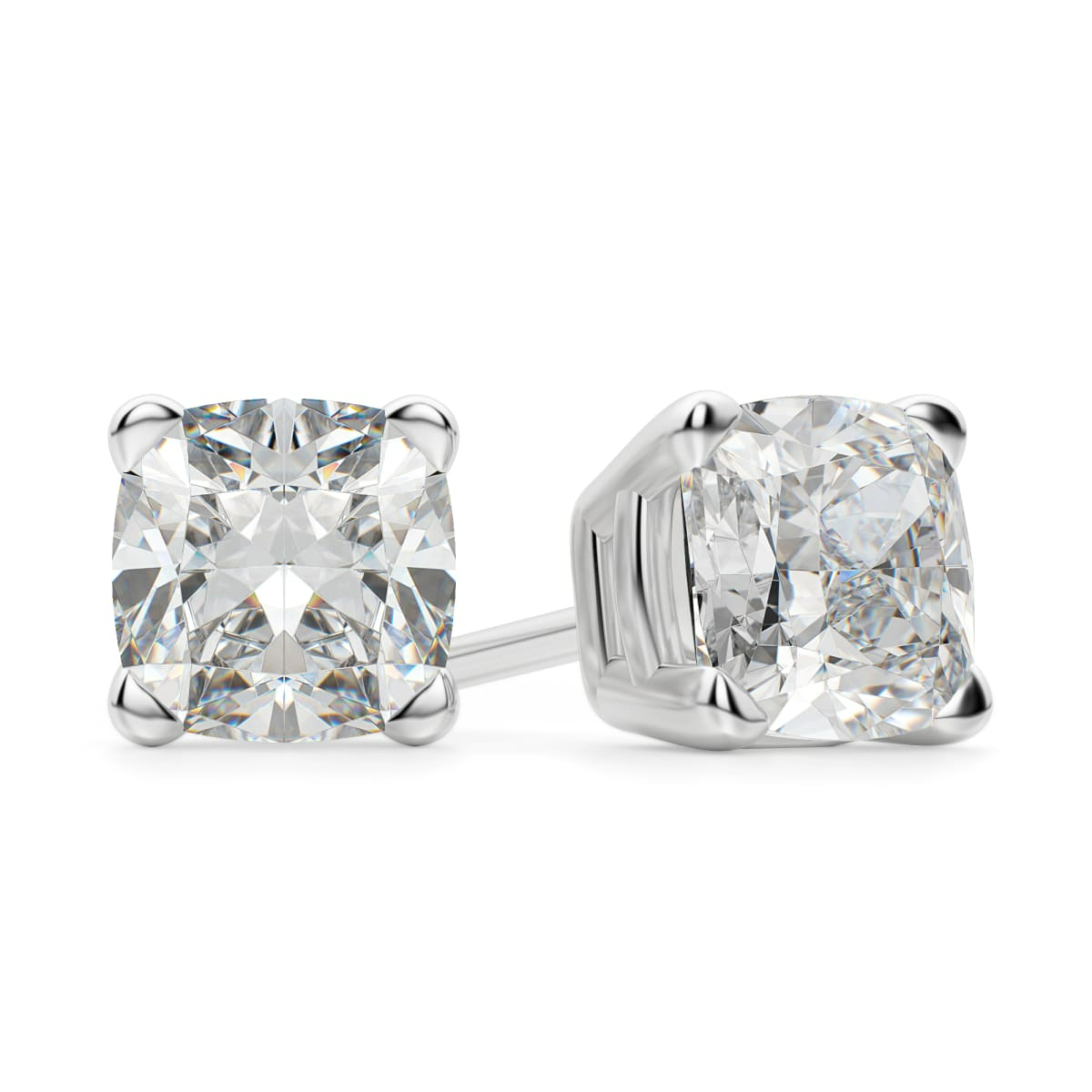 Cushion Cut Stud Earrings Tension Back Basket Set