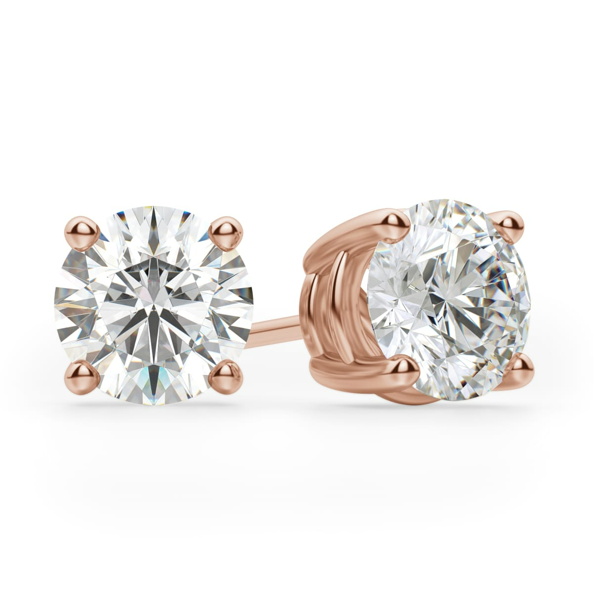 Round Cut Stud Earrings Tension Back Basket Set
