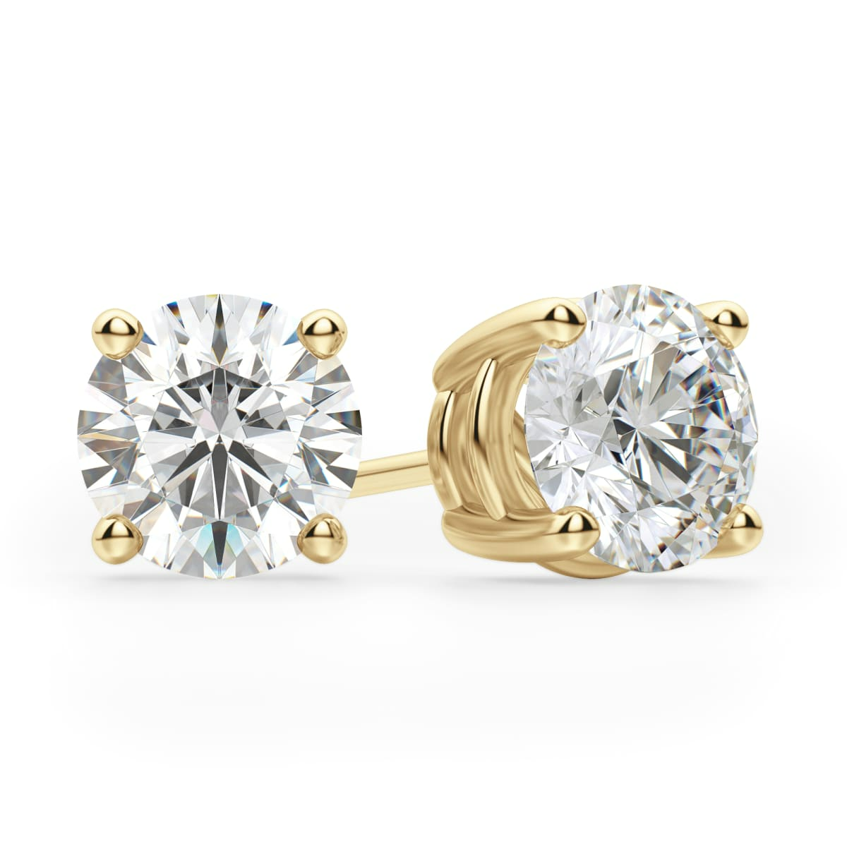 Round Cut Stud Earrings Tension Back Basket Set