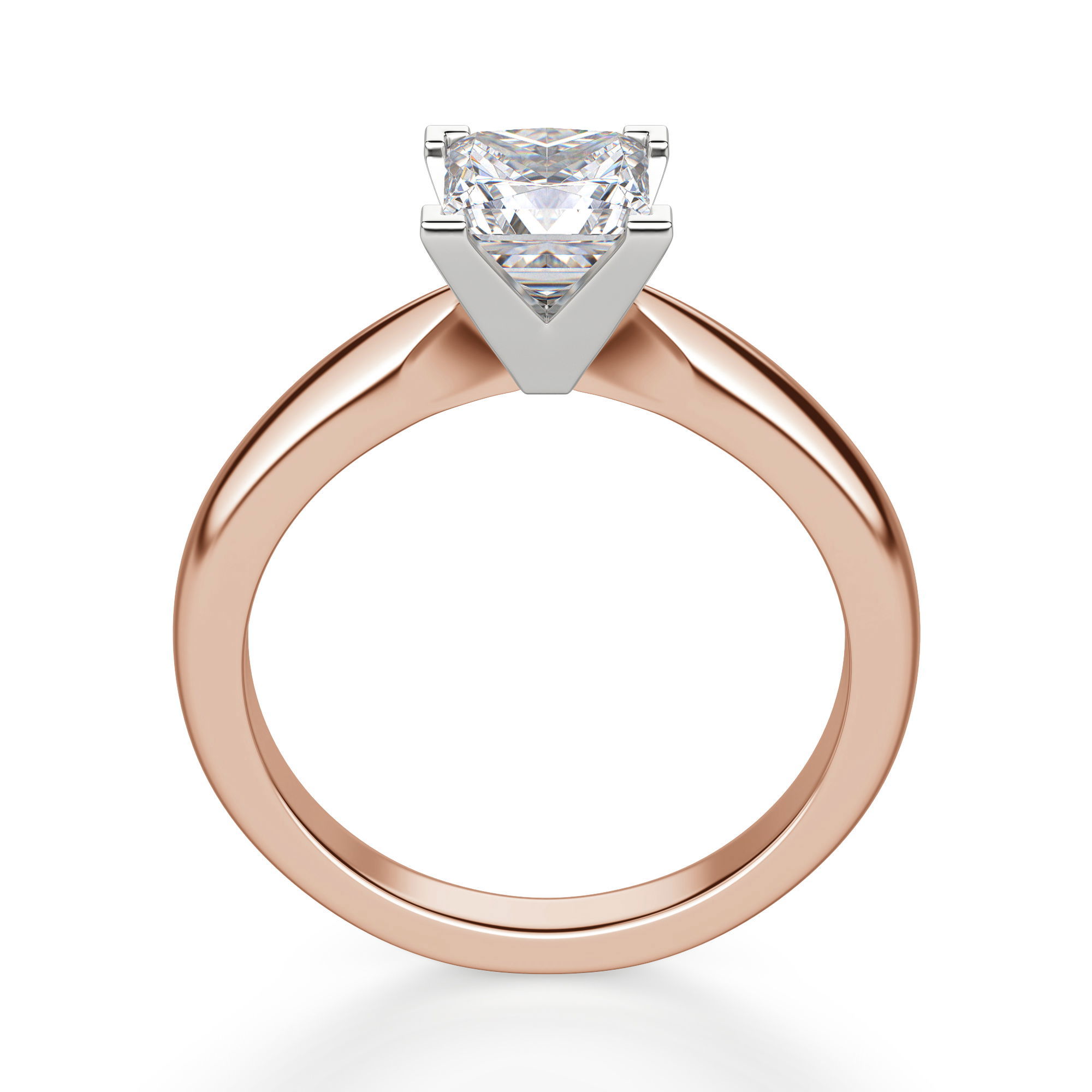 Tapered Classic Solitaire Princess Cut Engagement Ring