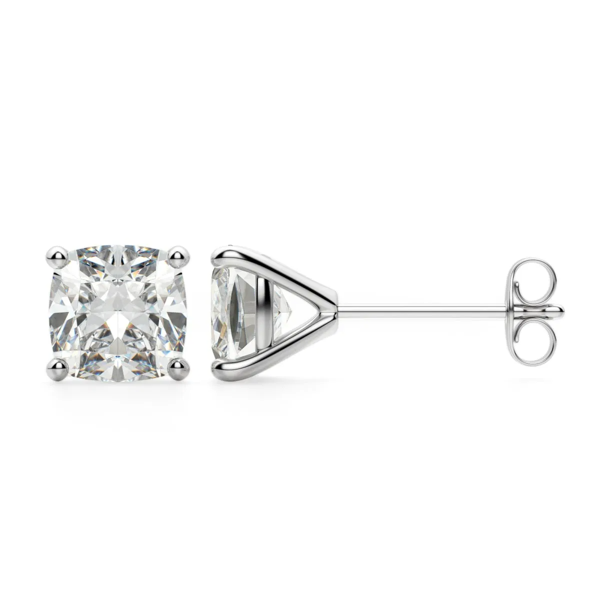 Cushion Cut Stud Earrings Tension Back Martini Set