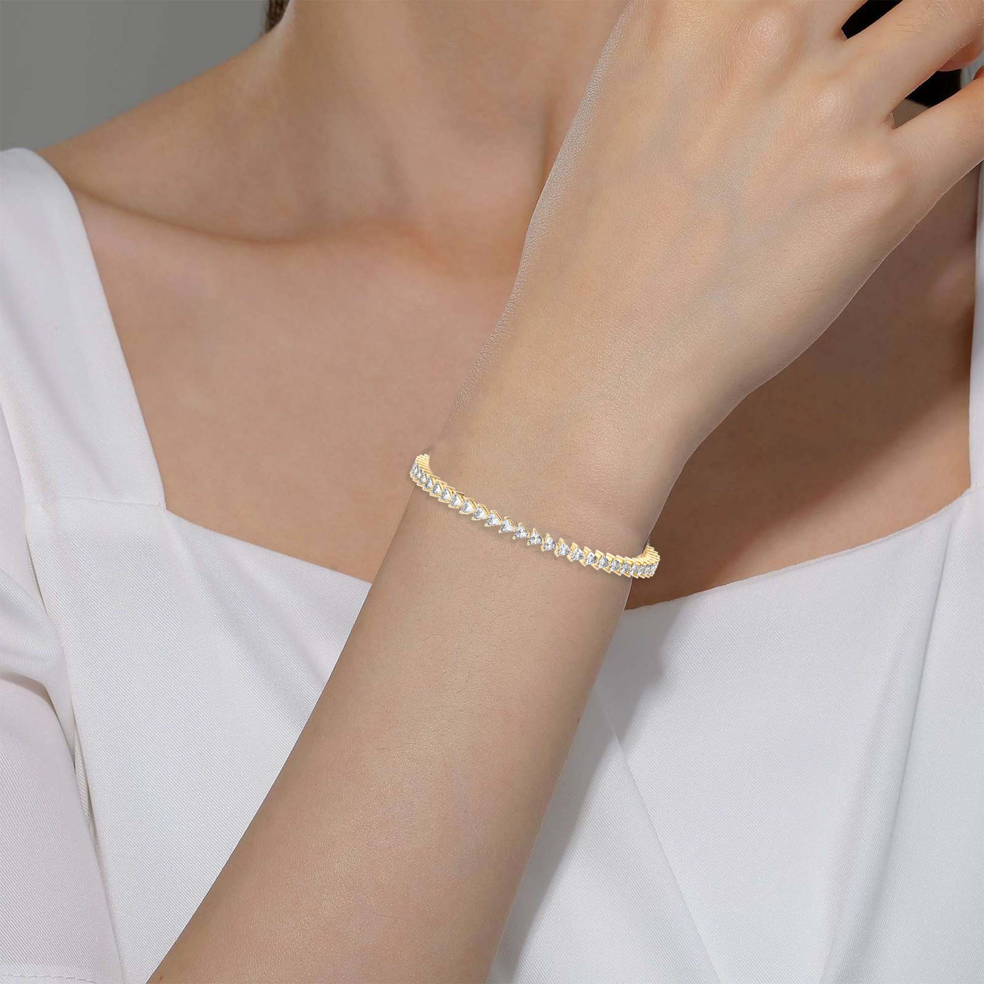 3 Prong Trillion Cut Tennis Bracelet