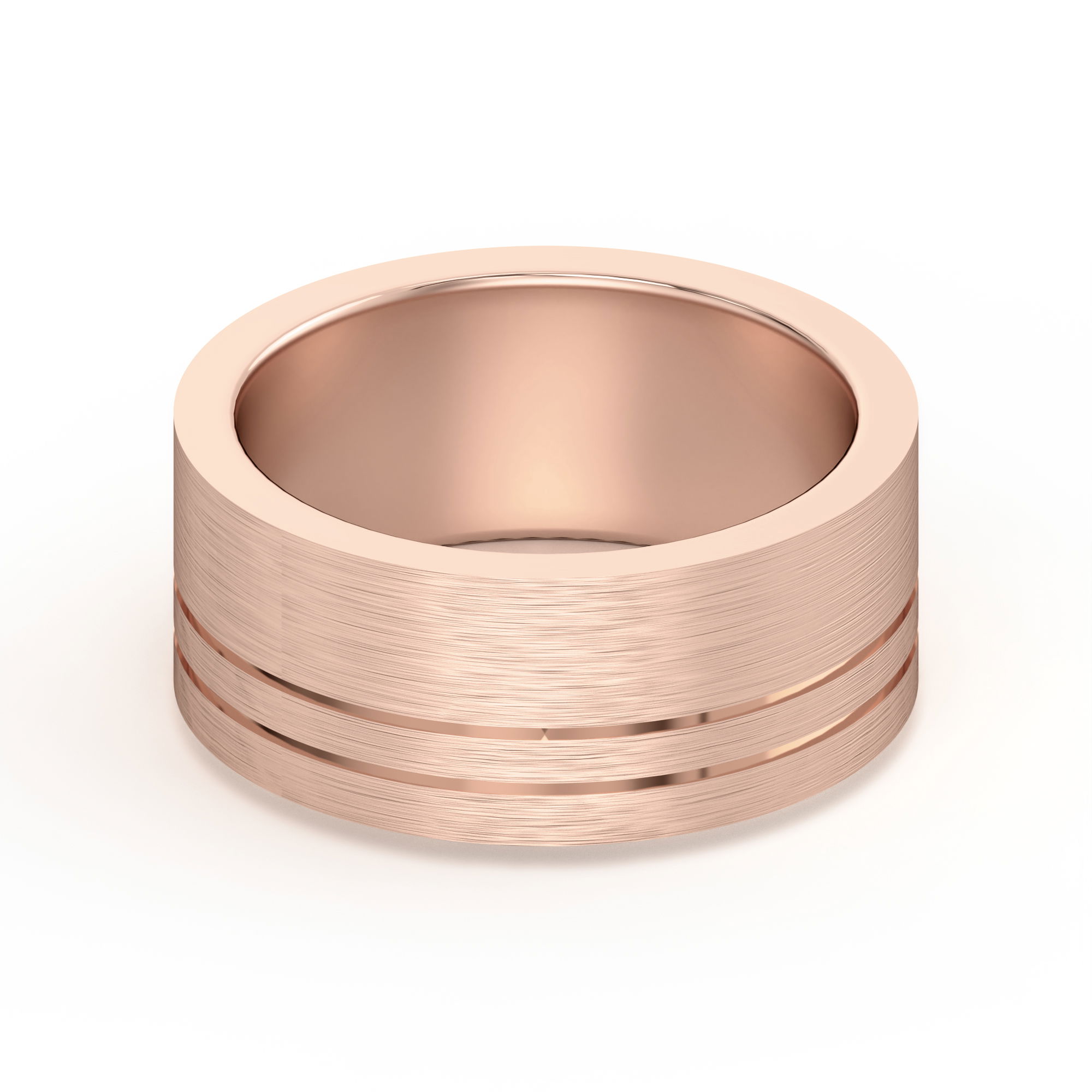Double Lined Flat Wedding Band 8.00 MM