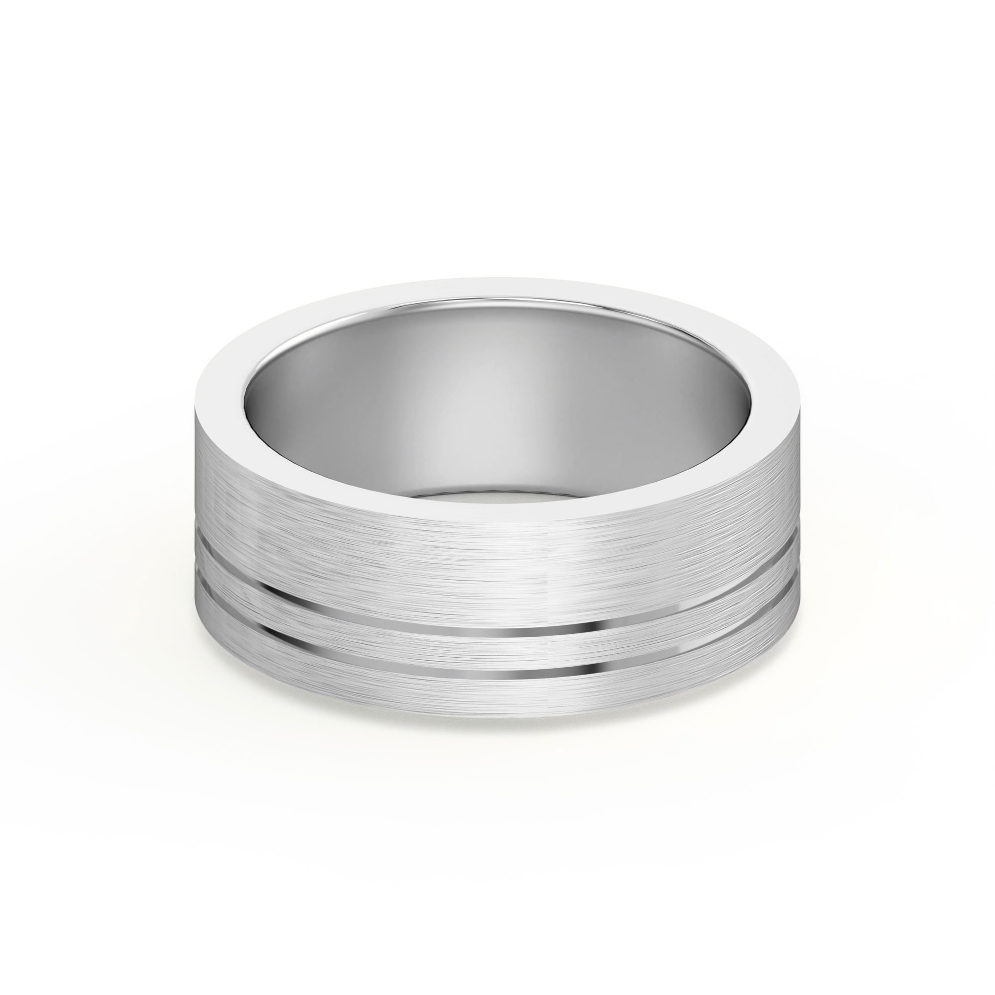 Double Lined Flat Wedding Band 7.00 MM