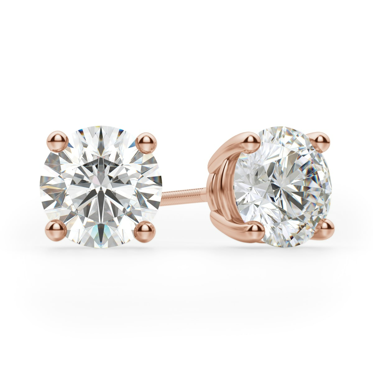 Round Cut Stud Earrings Screw Back Basket Set