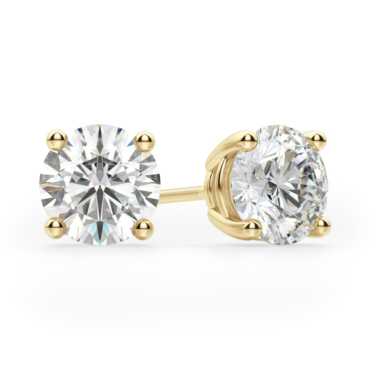 Round Cut Stud Earrings Screw Back Basket Set
