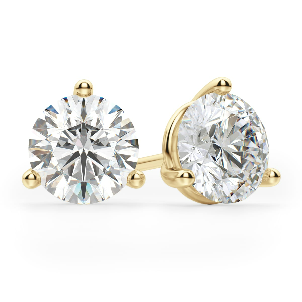 Round Cut Stud Earrings Tension Back Martini Set